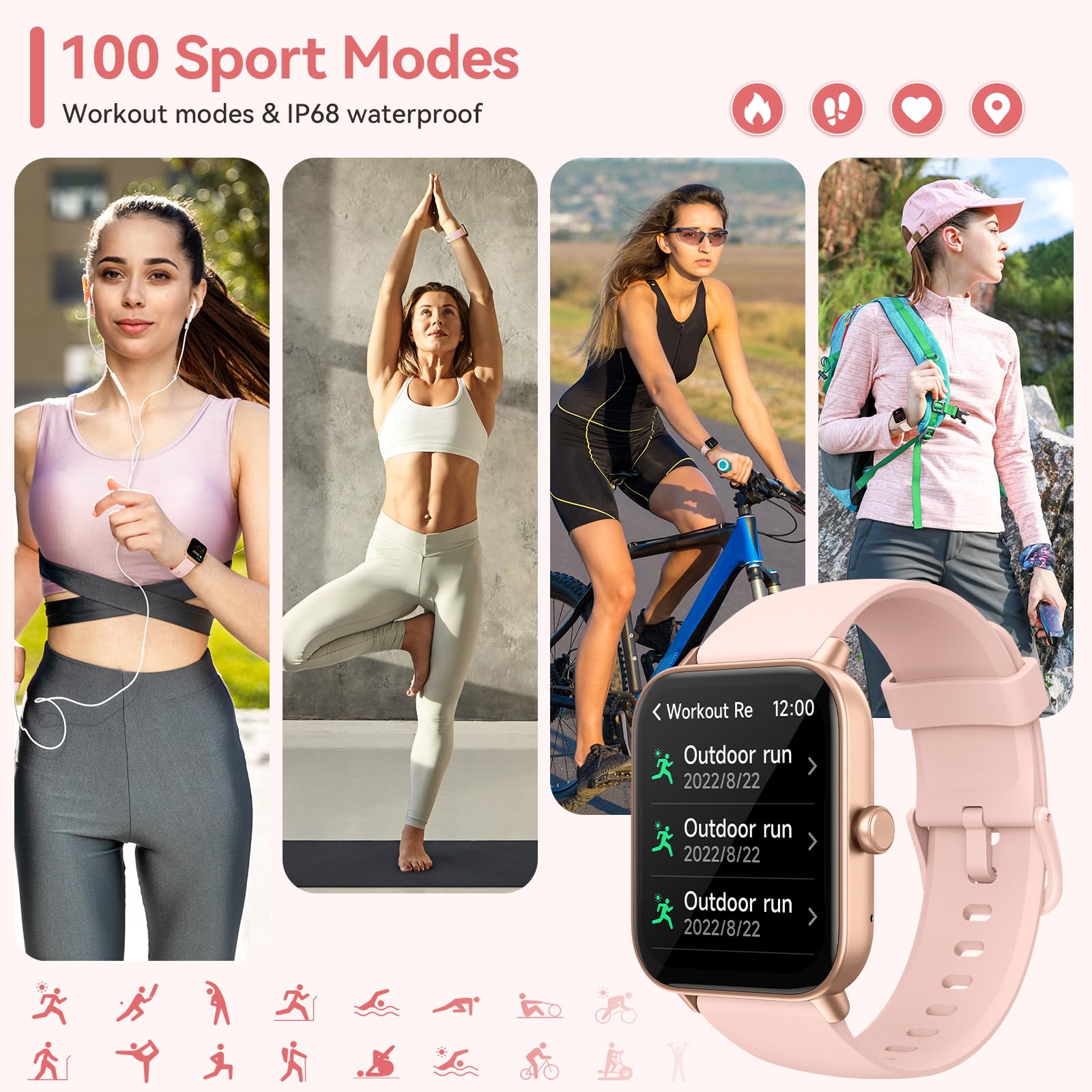 Aeac Smart Watches For Women Android & Iphone, 1.8 '' Hd Smart Watch With Bluetooth Call (Answer/Make), Fitness Watch With 110 S
