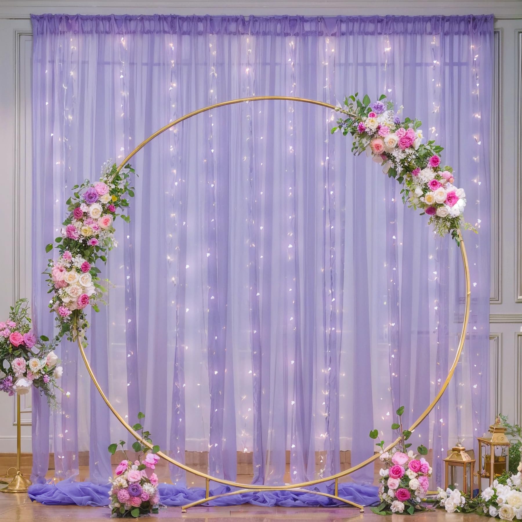 10X10 Purple Tulle Backdrop Curtains For Parties, Sheer Backdrop Curtain Wedding Photo Backdrop Drapes For Baby Shower Photograp
