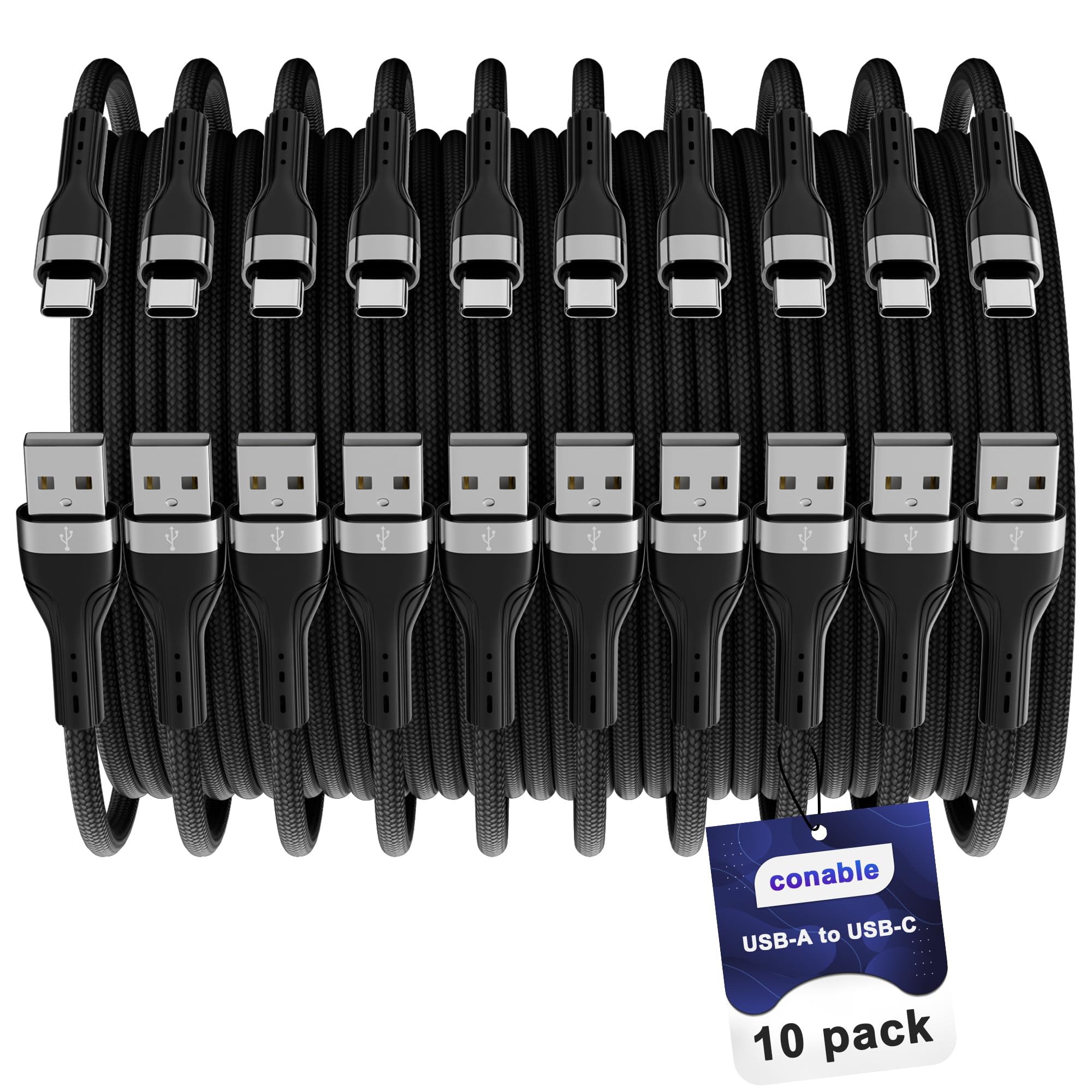 USB C Cable (1FT, 10-Pack), USB A to USB Cord Fast Charging Compatible with iPhone 17, iPhone Air, iPhone 17 Pro, iPhone 17 Pro 