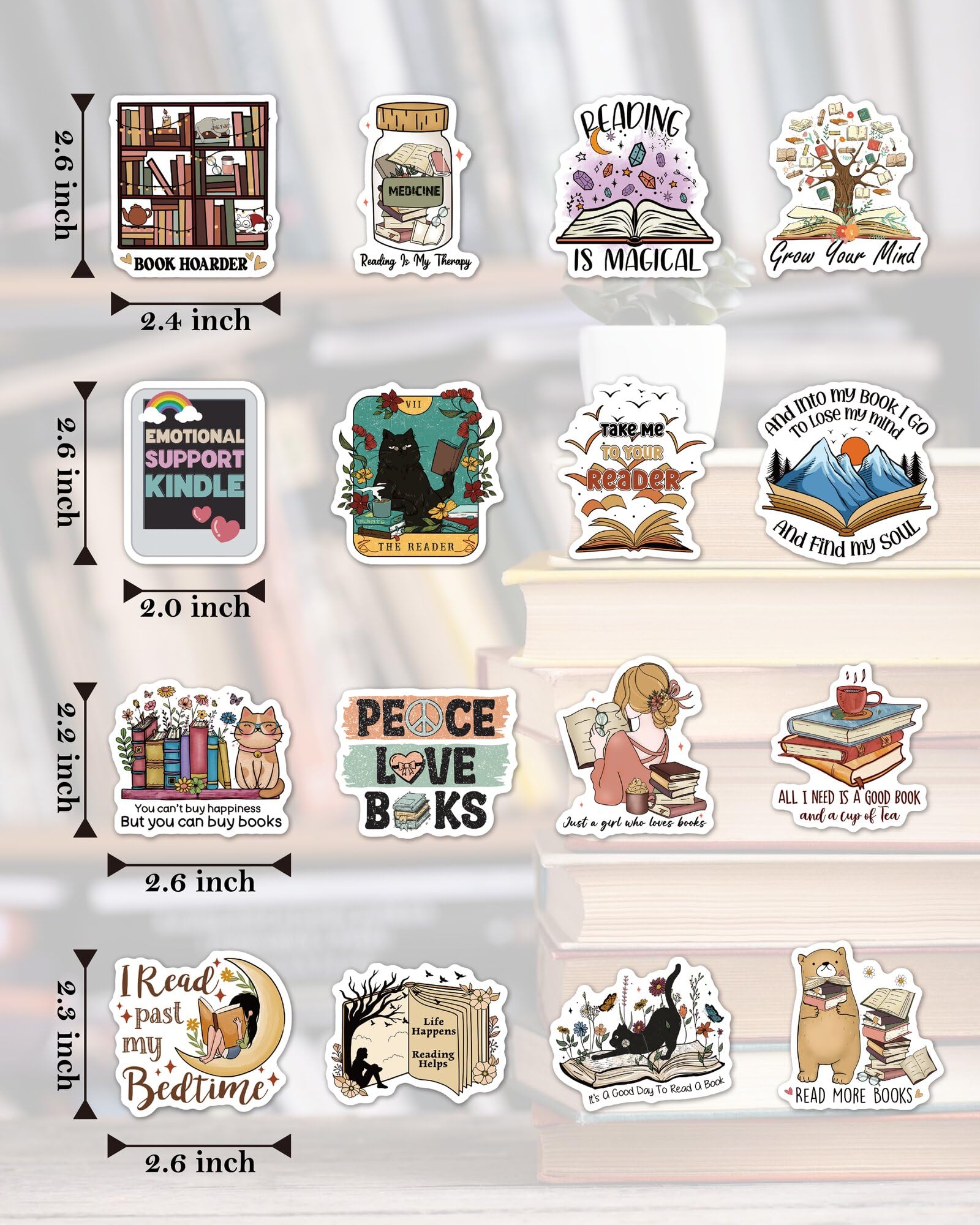 Mistar 110 Pcs Book Stickers For Kindle, Bookish Stickers, Reading Stickers, Kindle Stickers, Book Lover Stickers For Water Bott