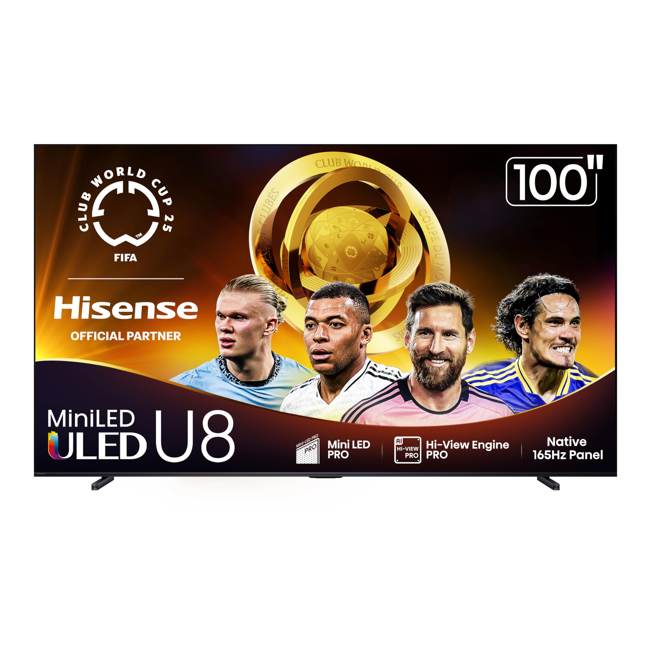 Hisense 100'' Class U8 Mini-Led Uled 4K Uhd Google Smart Tv (100U8Qg, 2025 Model) - Qled, Native 165Hz, Vrr 288, Up To 5000 Nits