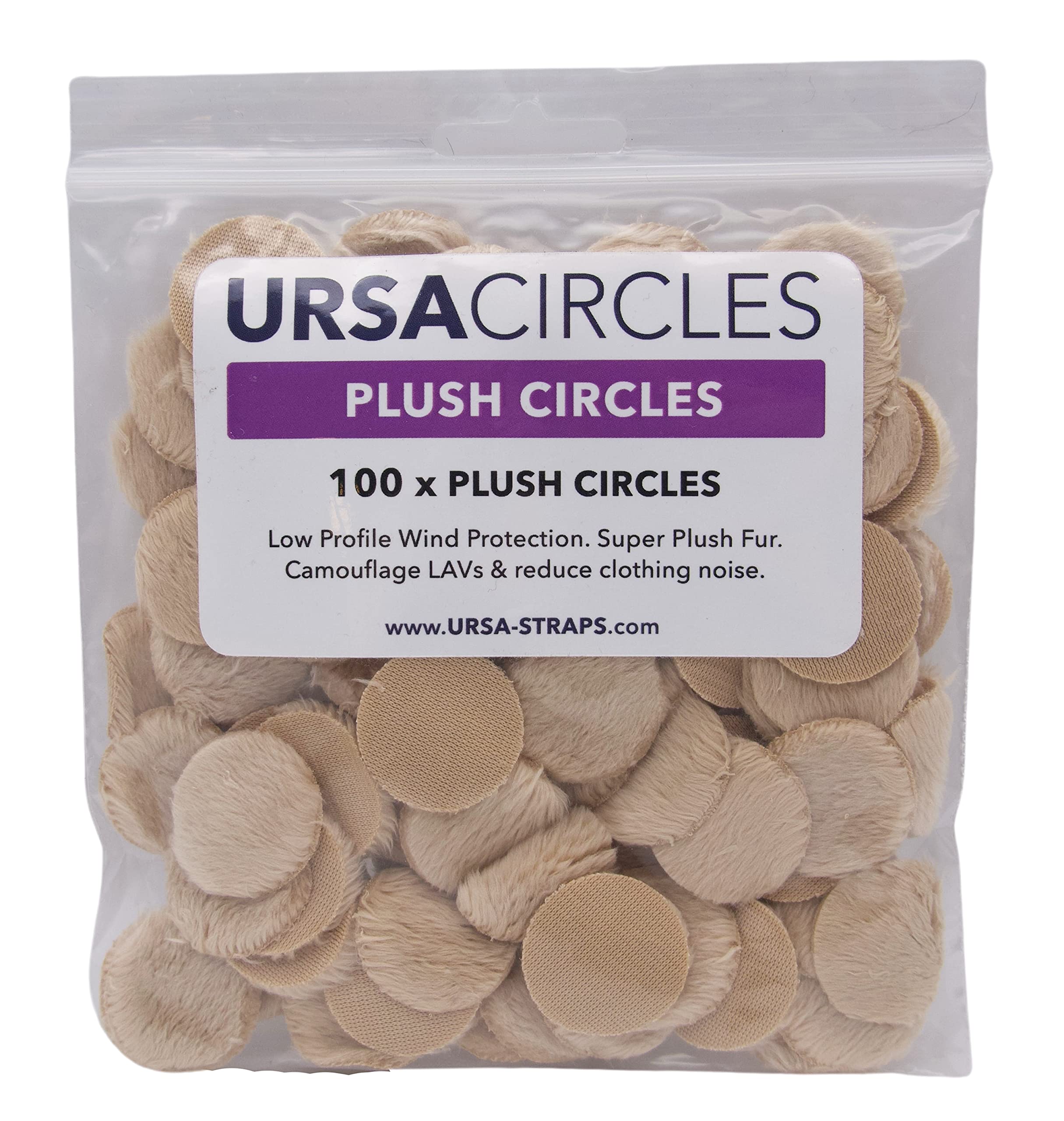 Ursa Plush Circles   5Mm Length Short Fur Lav Covers Reusable  Super Soft 25Mm Diameter (100X Circles, Beige)