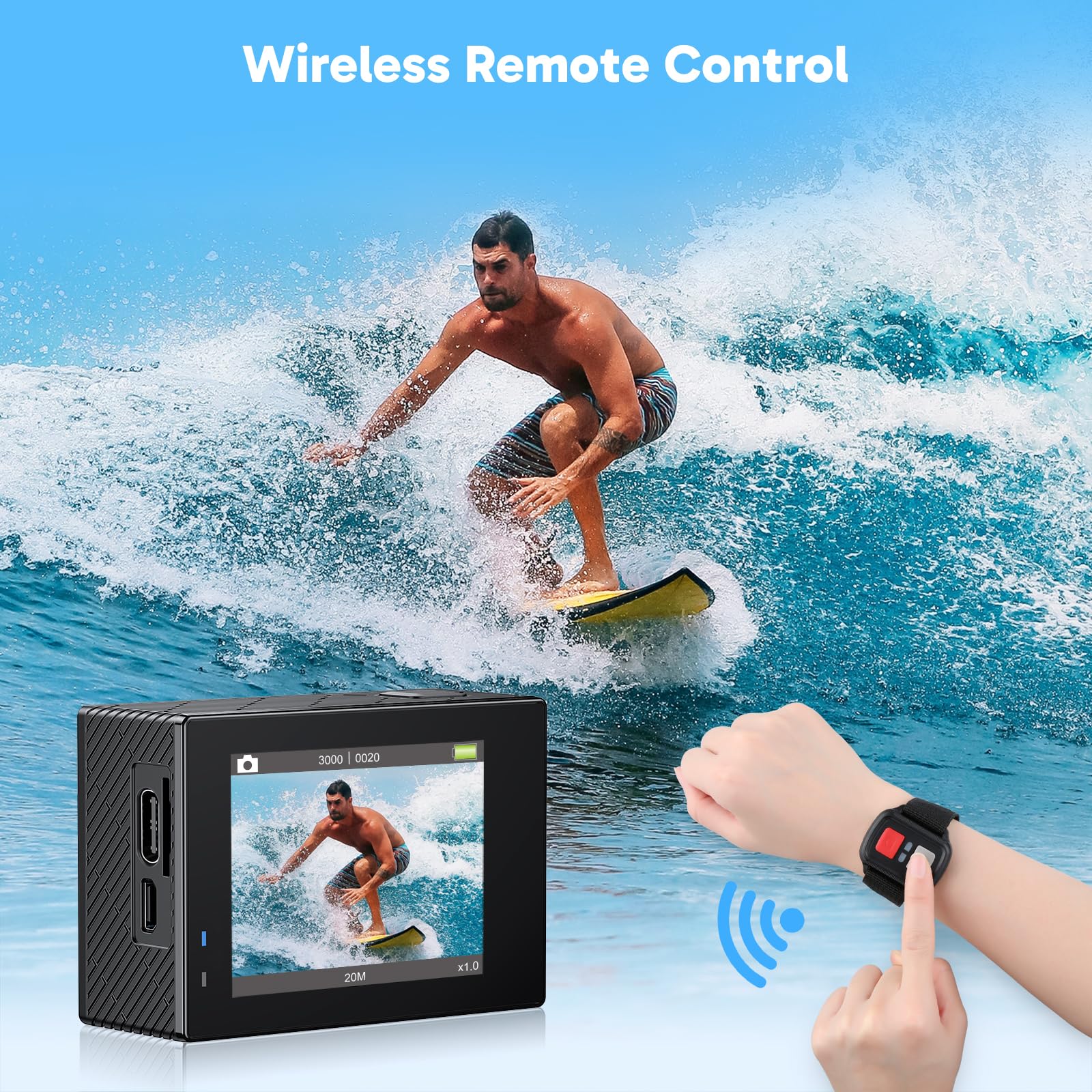 Akaso Brave 4 Action Camera 4K 30Fps With 64Gb Microsdxc Memory Card Accessories Kit Bundle, 20Mp Ultra Hd 131Ft Waterproof Unde