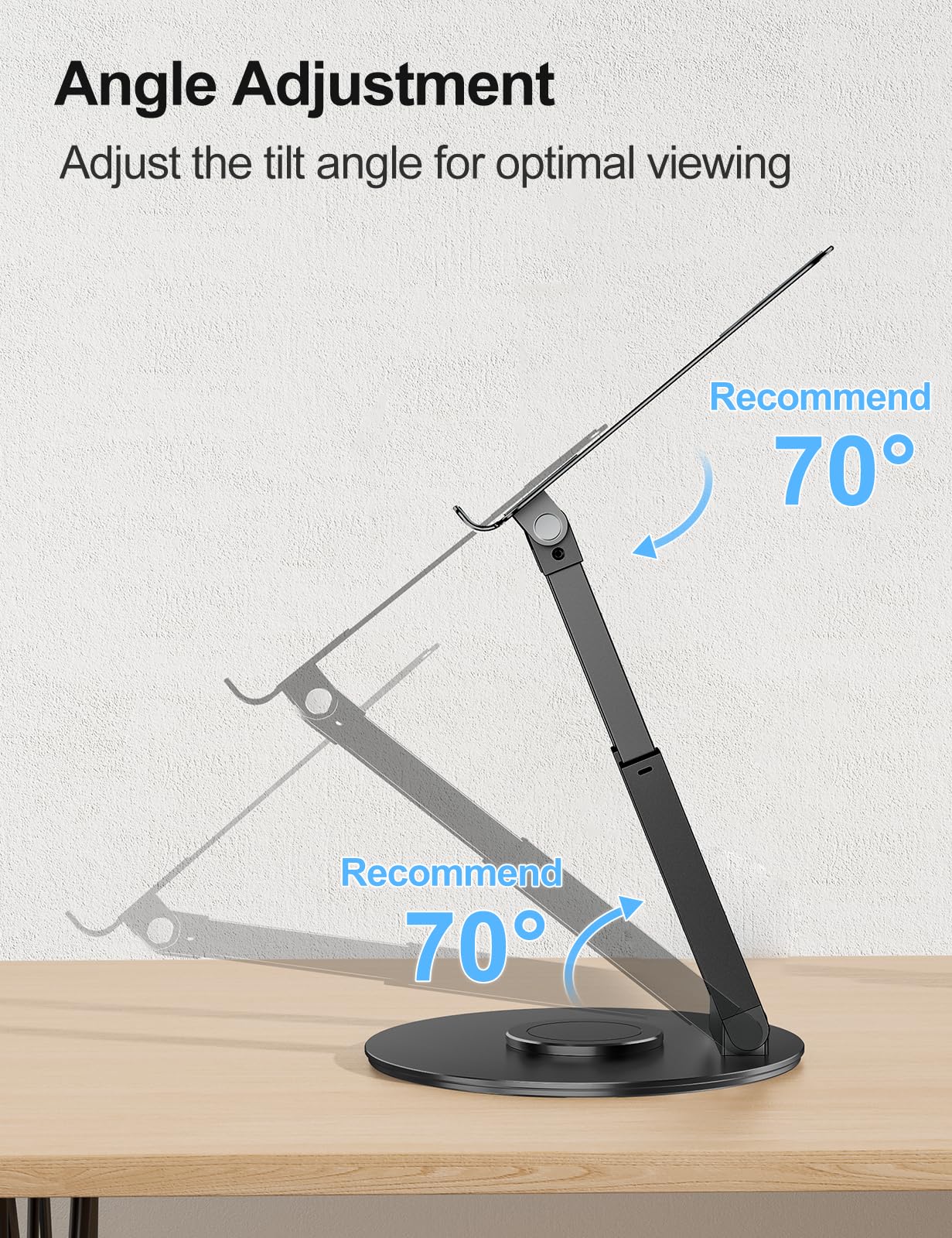 Tounee Telescopic Laptop Stand For Desk With 360 Swivel Base, Sit To Stand, Height Adjustable, Portable Riser Holder For Good Po