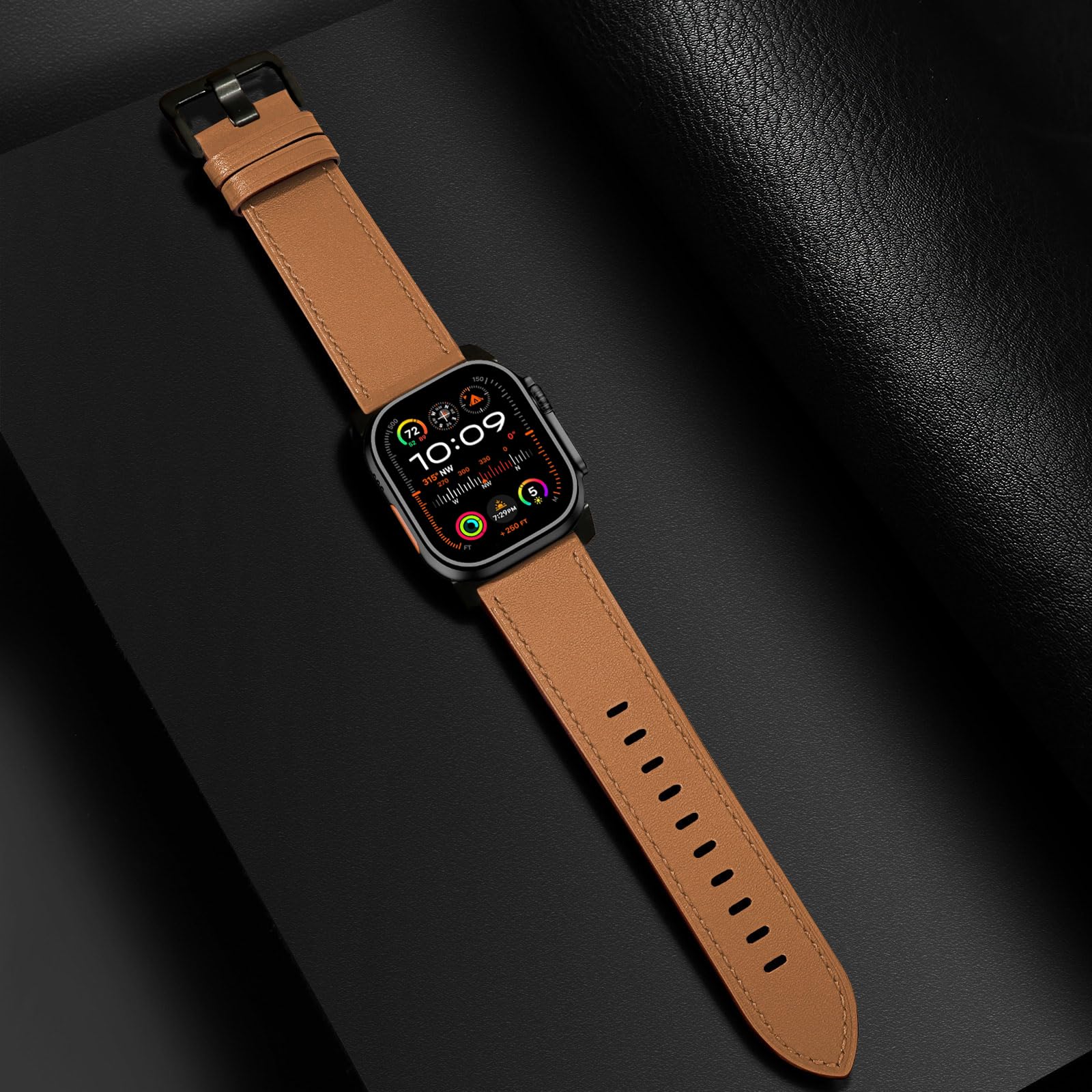 Uupwpokt Compatible With Apple Watch Ultra 2 / Ultra Band 49Mm 46Mm 45Mm 44Mm 42Mm Men, Genuine Leather Band Strap For Iwatch Ul