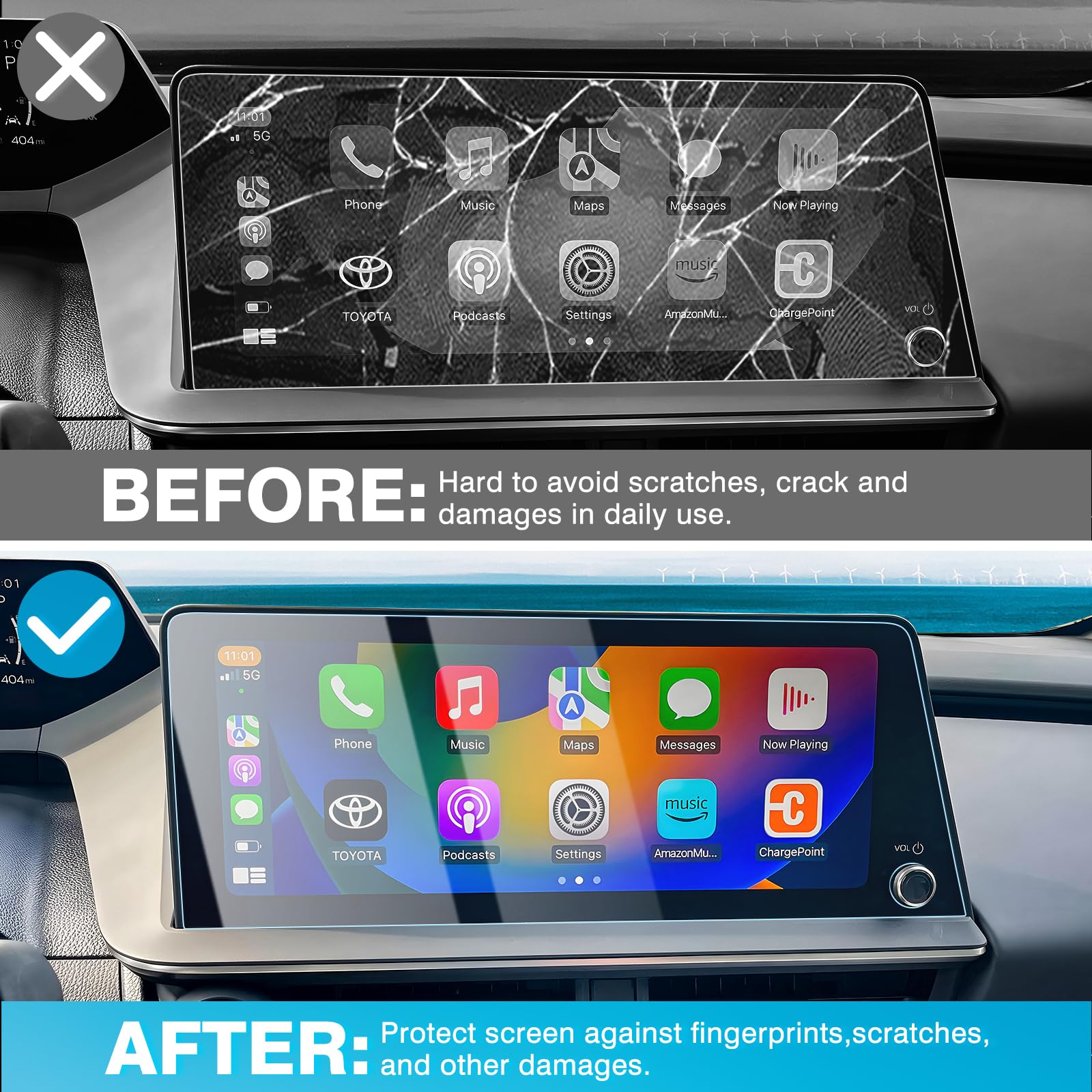 Karltys 2 Pack 2024 2025 Prius Screen Protector For Toyota Prius Xle/Limited 2023 2024 2025, 12.3 Inch Touchscreen Tempered Glass For Toyota Prius Accessories Navigation Screen Cover Anti Glare