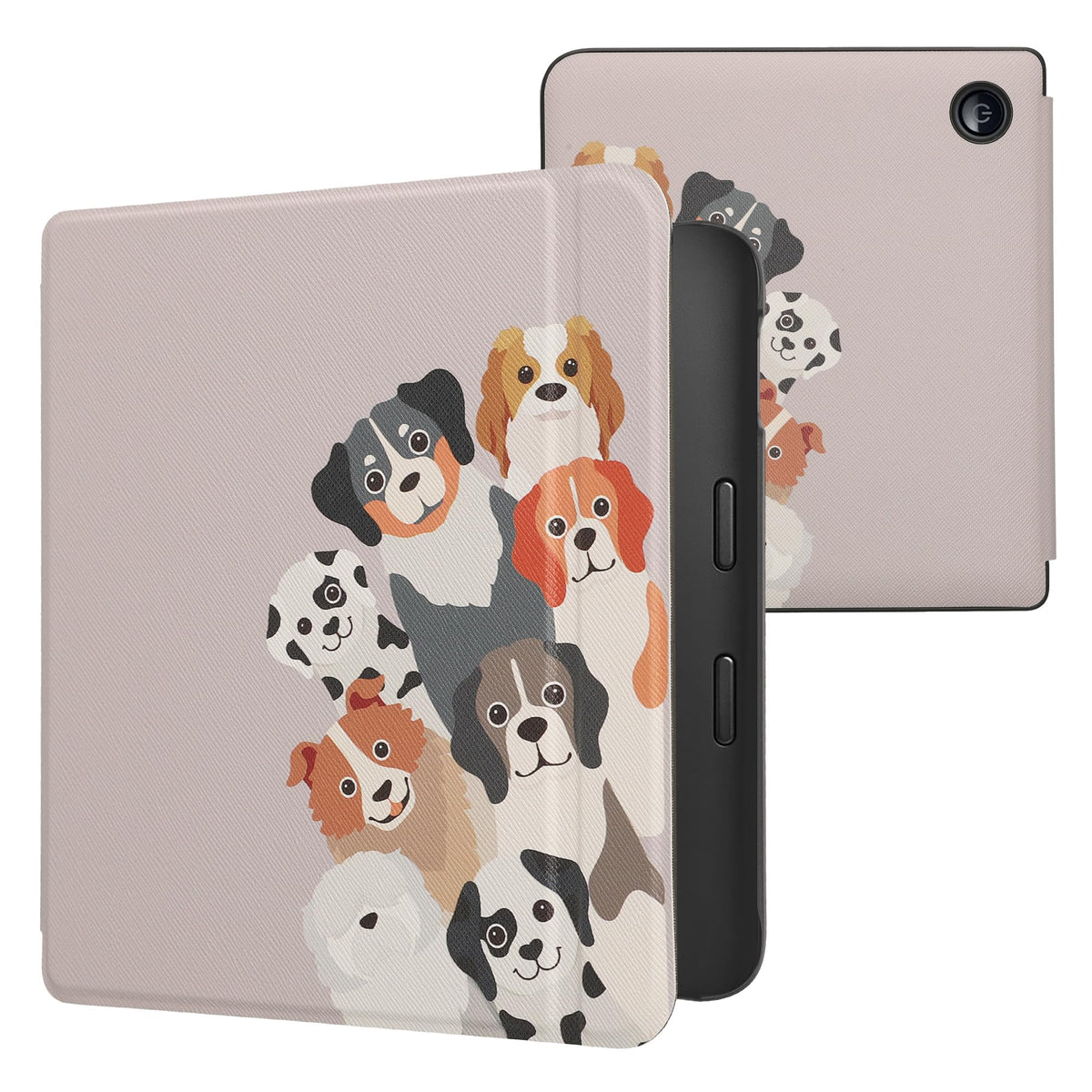 Kwmobile Case Compatible With Kobo Libra 2 Case   Ereader Cover   Funny Dogs Brown/White/Taupe
