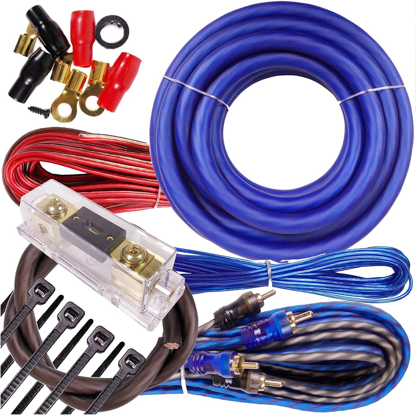 Complete 3000W Gravity 4 Gauge Amplifier Installation Wiring Kit Amp Pk2 4 Ga Blue   For Installer And Diy Hobbyist   Perfect For Car/Truck/Motorcycle/Rv/Atv
