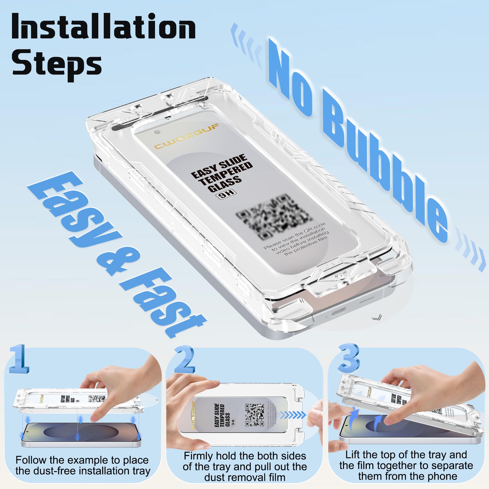 Cwqzguf [2+2 Pack] Screen Protector Compatible With Galaxy S25 Ultra 5G, Easy Installation Kit With Camera Lens Protectors - Hd