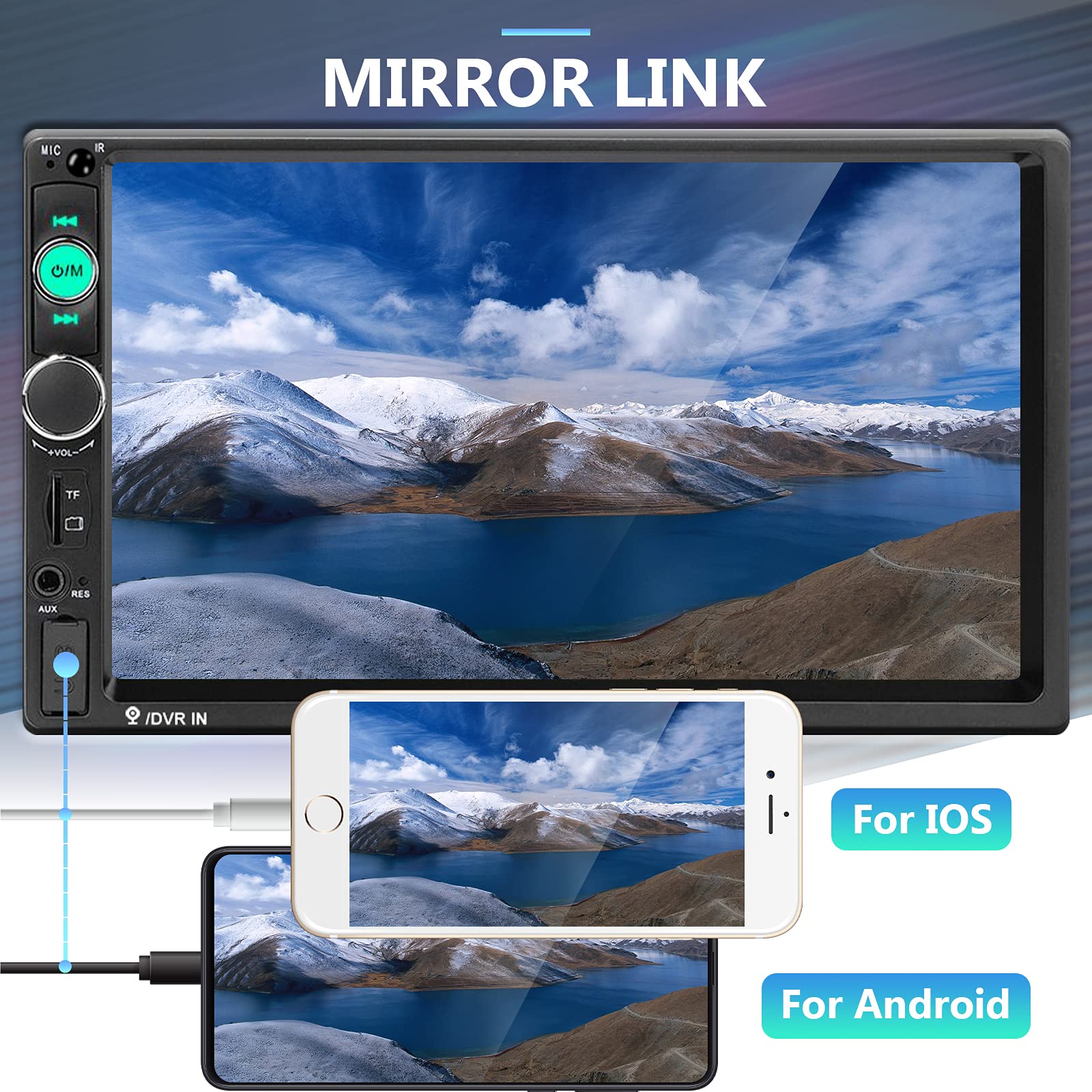 Podofo Car Stereo 2 Din Car Radio 7 Inch Mp5 Player With Hd Touch Screen Digital Display Bluetooth Multimedia Support Usb Sd Aux