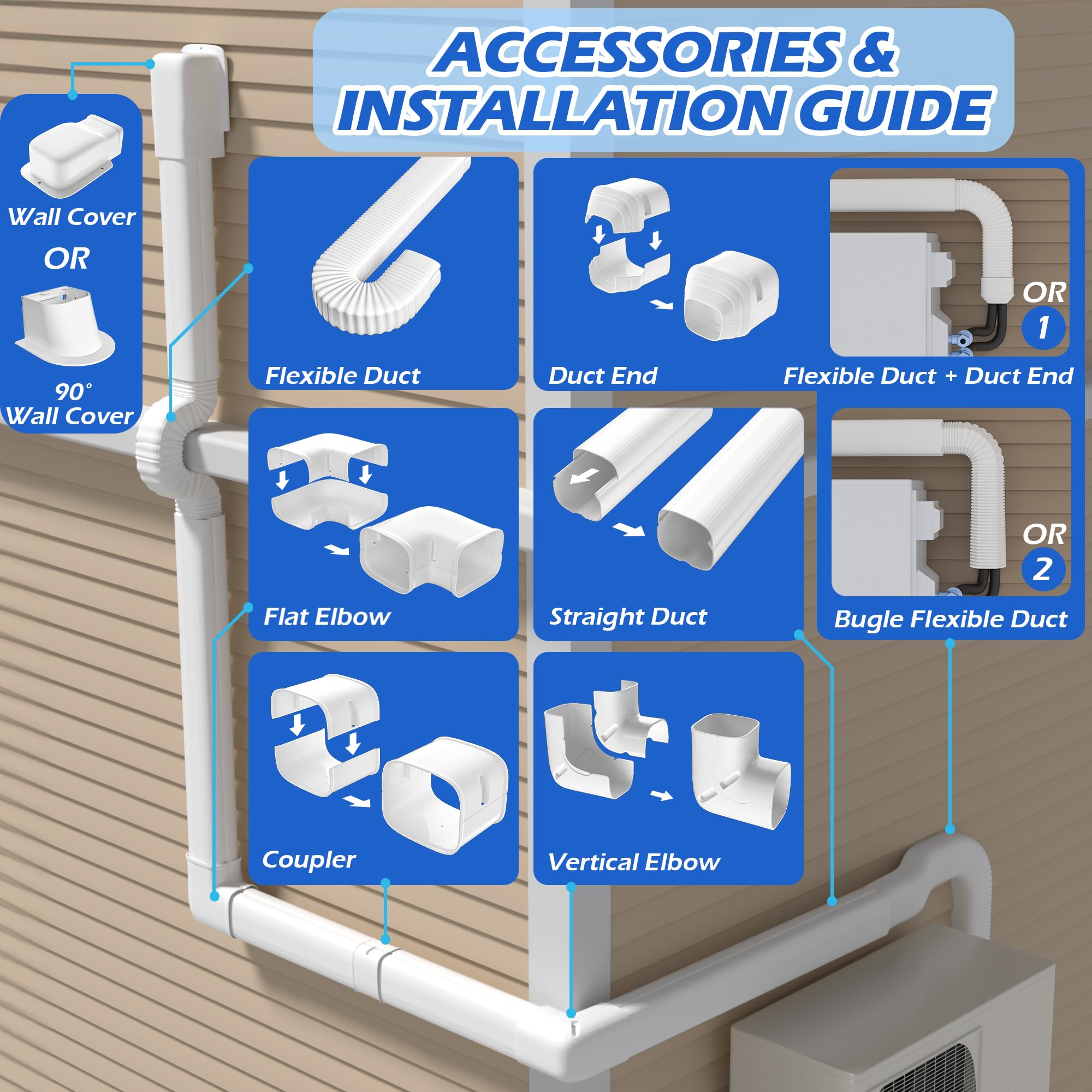 Taktopeak 3'' 17 Ft Mini Split Line Cover Set, Line Set Cover For Mini Split And Central Ac, Ac Line Cover Line Hide