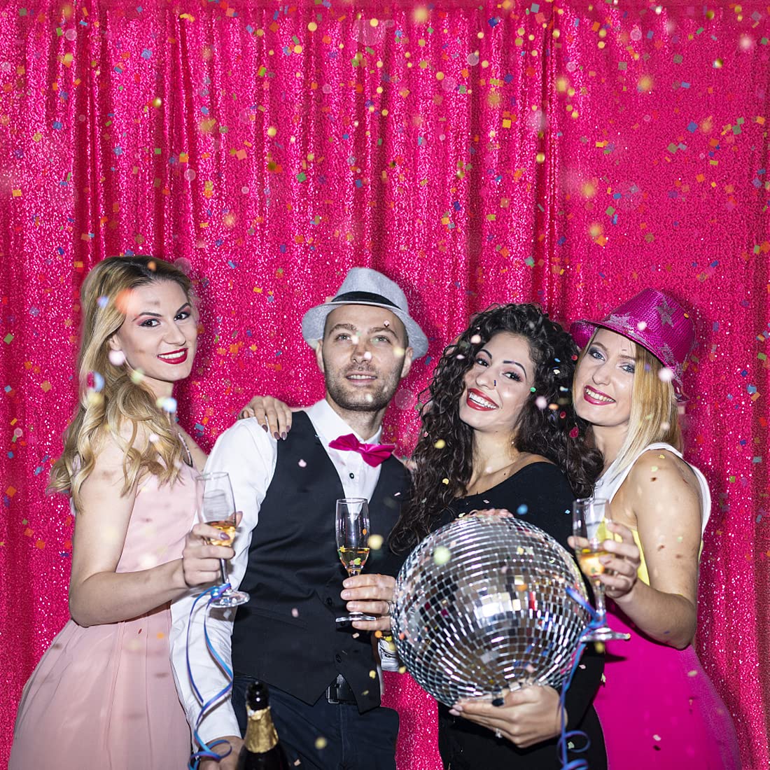 Partydelight Sequin Backdrop Hot Pink 10Ft X 10Ft Photography Christmas Backdrop