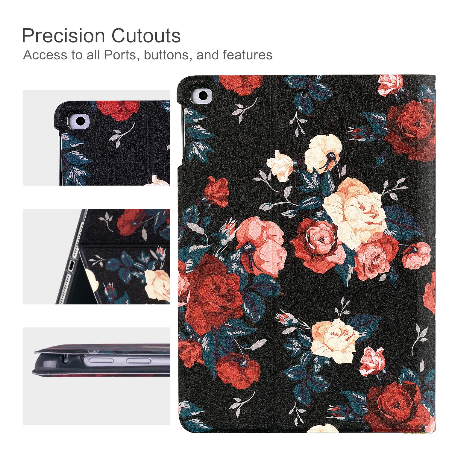 Vimorco Ipad Air 2/9.7 2018/2017 Case - Soft Tpu Back Cover, Folio Leather Case, Adjustable Stand, Auto Wake/Sleep, Drop Resista