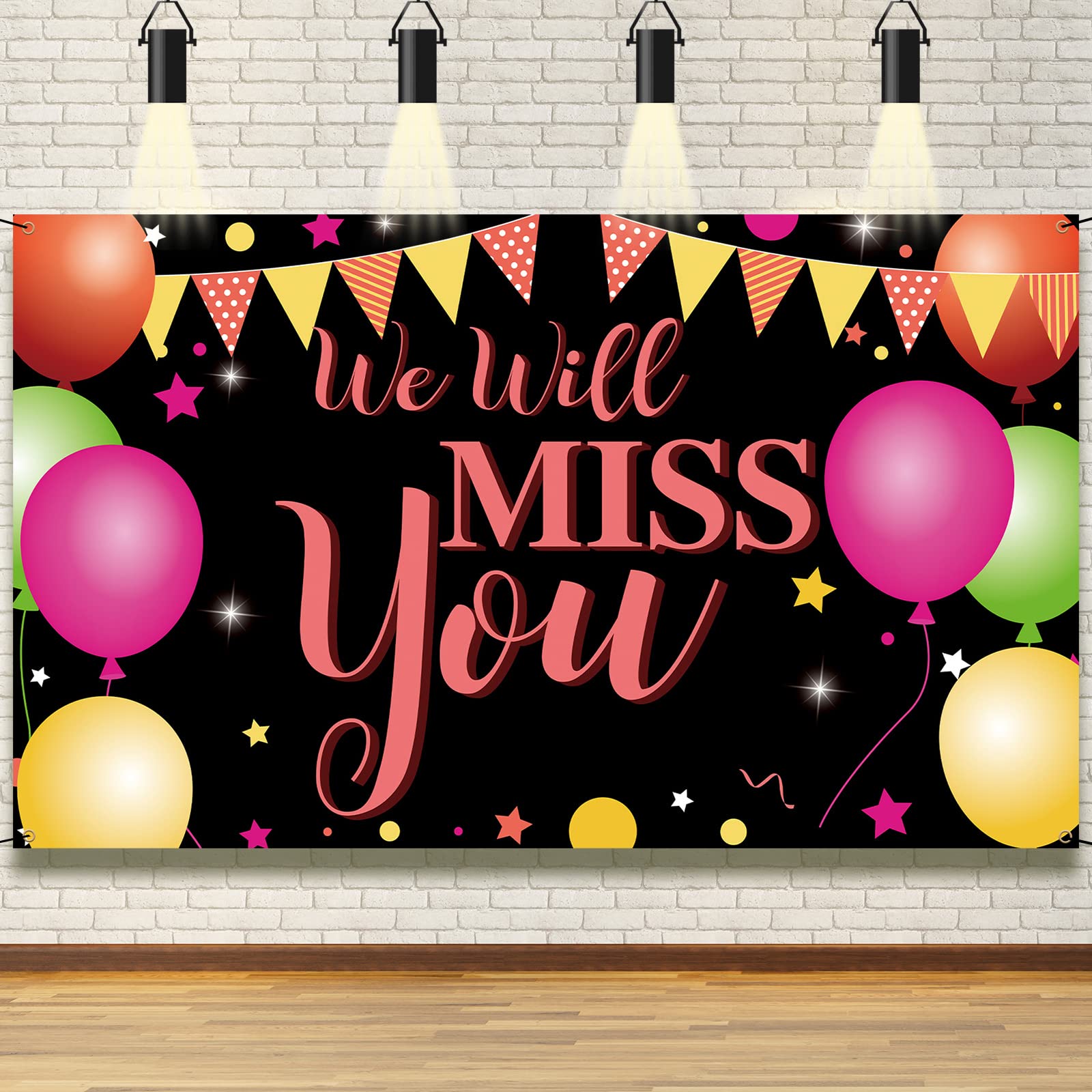 We Will Miss You Banner, Going Away Party Decorations, Backdrop Photo Props For Graduation Farewell Retirement Goodbye Promotion