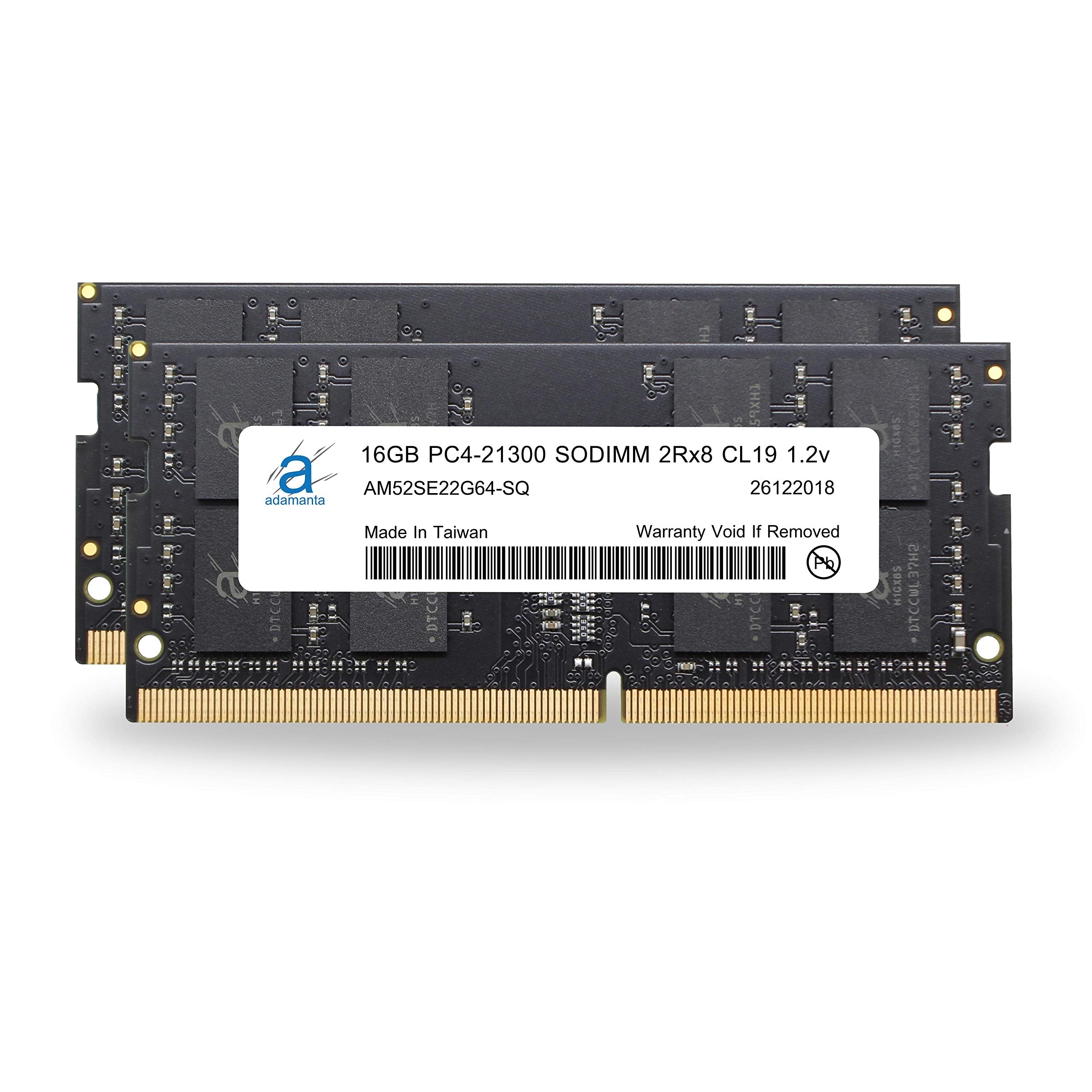 Adamanta 32Gb (2X16Gb) Ddr4 2666Mhz (Or 2133Mhz Or 2400Mhz) Pc4 21300 Sodimm 2Rx8 Cl19 1.2V Non Ecc Unbuffered Notebook Laptop R