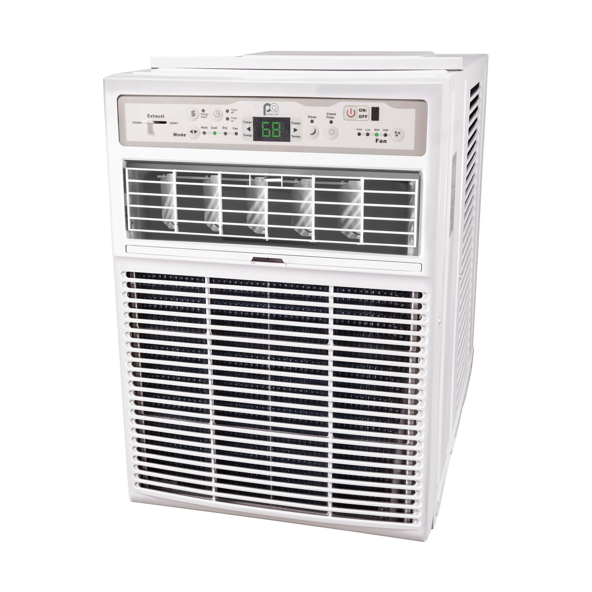 Perfect Aire 10,000 BTU Casement Window Air Conditioner- Cools 450 Sq. Ft. - Remote with Follow Me, Digital LED Display, Timer, 