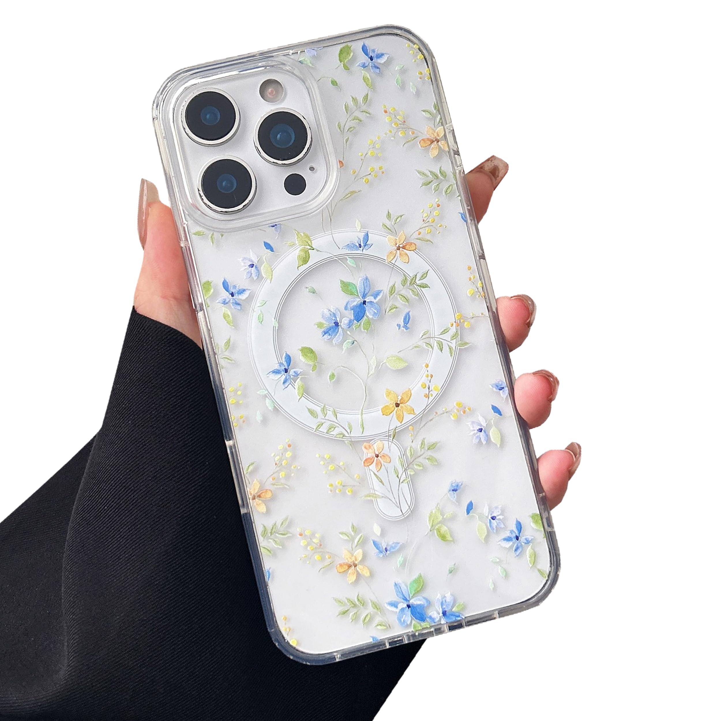 ZTOFERA for iPhone 13 Pro Magnetic Case Compatible with Magsafe,Aesthetic Floral Pattern Design Cute for Girl Women,Anti-Drop Pr