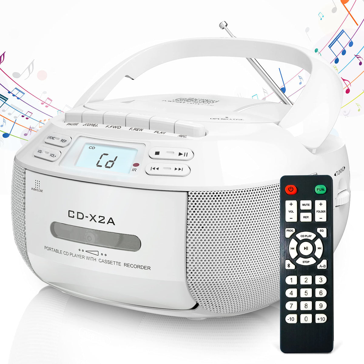 Greadio Cd Player Boombox Cassette Player Combo With Bluetooth,Am/Fm Radio,Stereo Sound With Remote Control,Aux/Usb Drive,Tape R