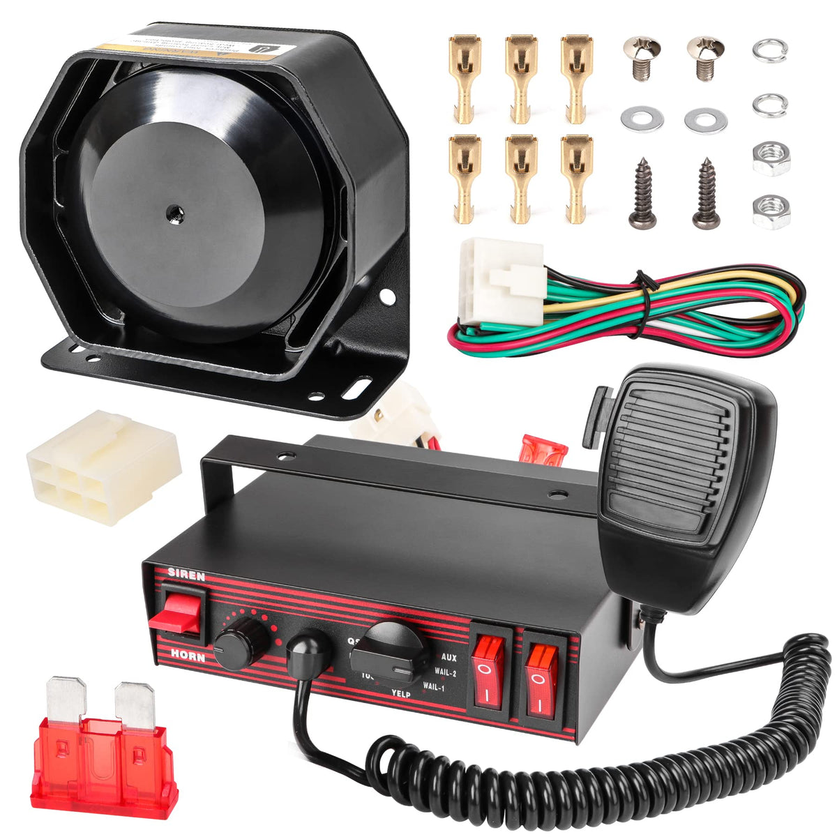 Police Siren 8 Tones Warning Emergency Siren Pa System With Handheld Microphone 12V 200W For Police Car,The Ambulance,Fire Truck