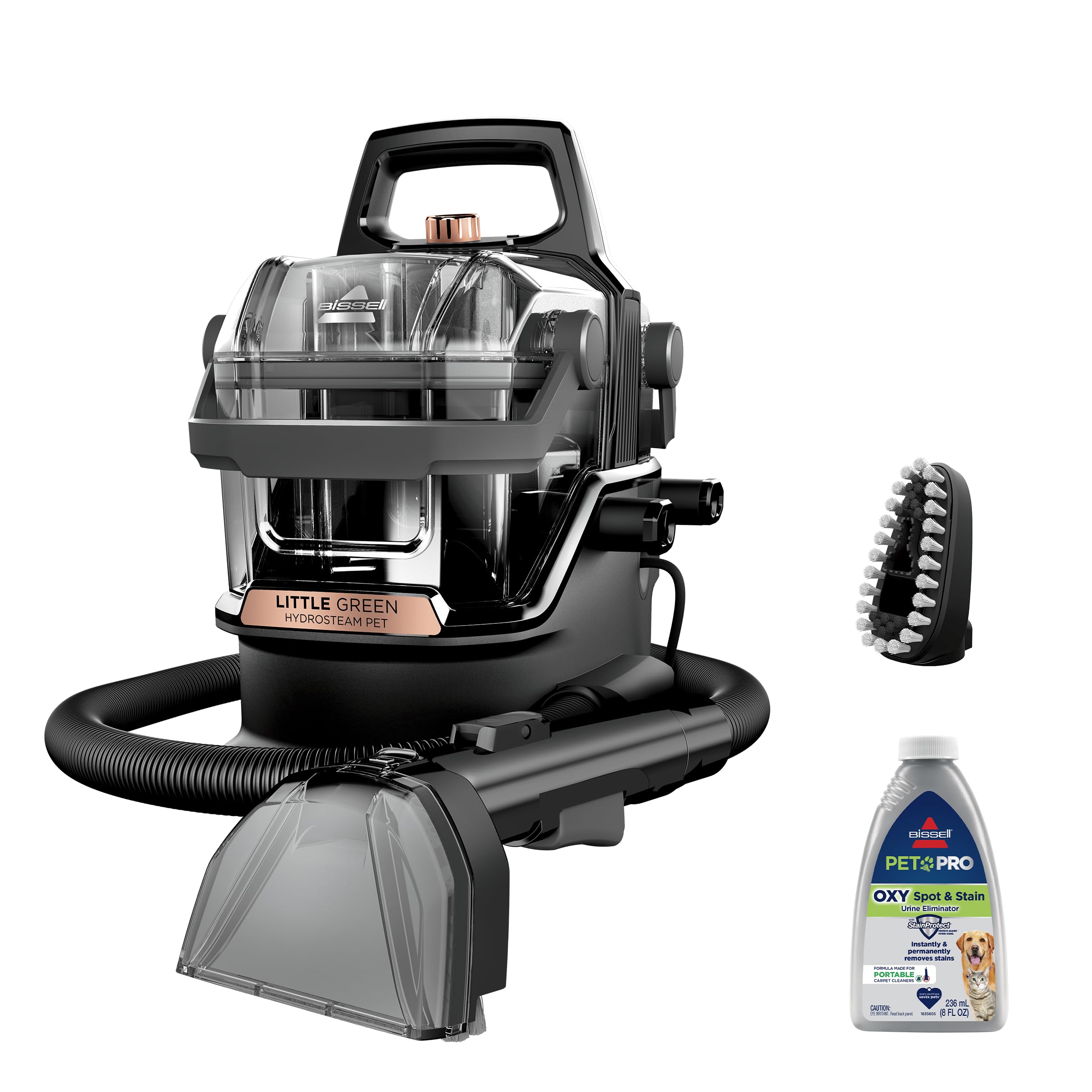 BISSELL Little Green HydroSteam Portable Carpet Cleaner, Black and Copper, Multi-Purpose Upholstery & Auto Detailer, Model 3618