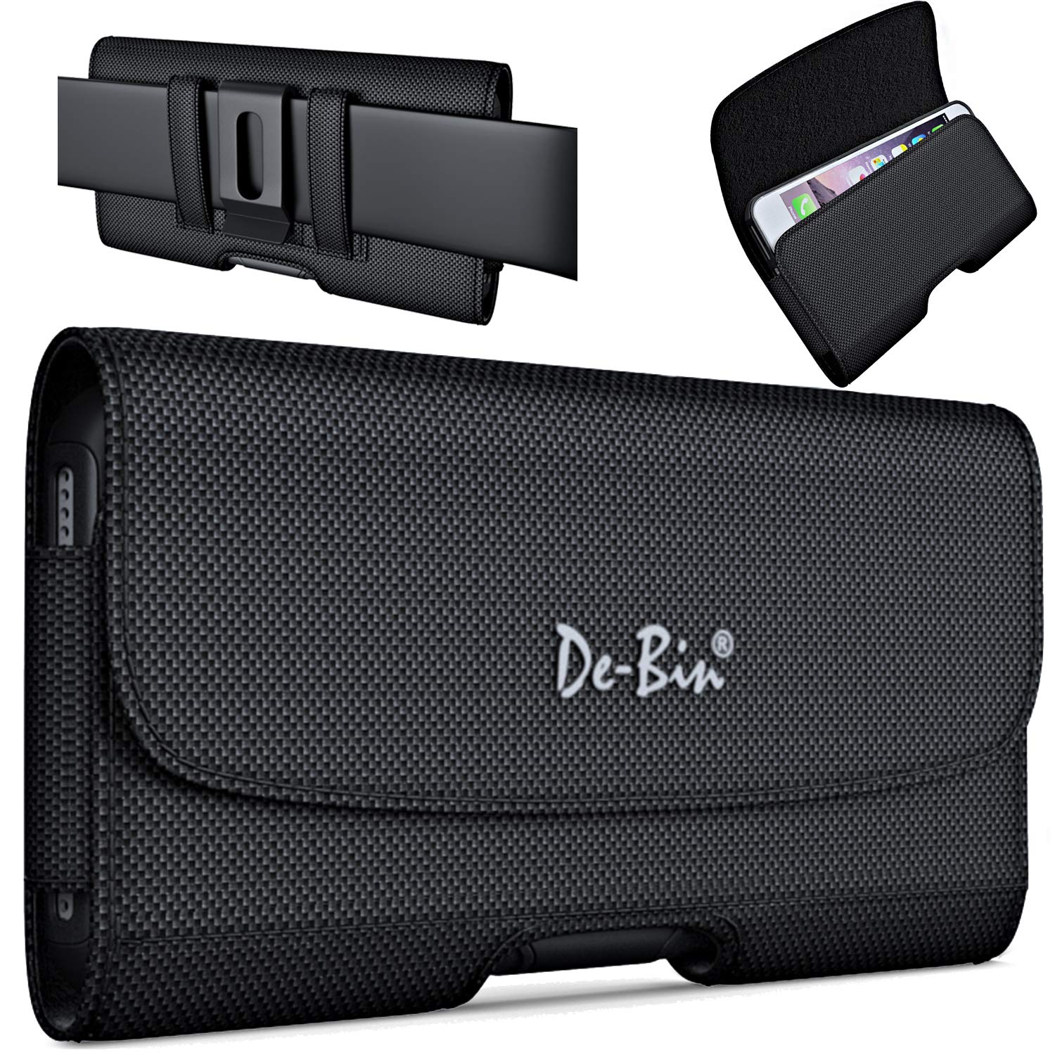Debin Medium Universal Cell Phone Belt Holder Holster Pouch   Nylon Carrying Case With Belt Clip   Fits Samsung Galaxy S23 S22 S