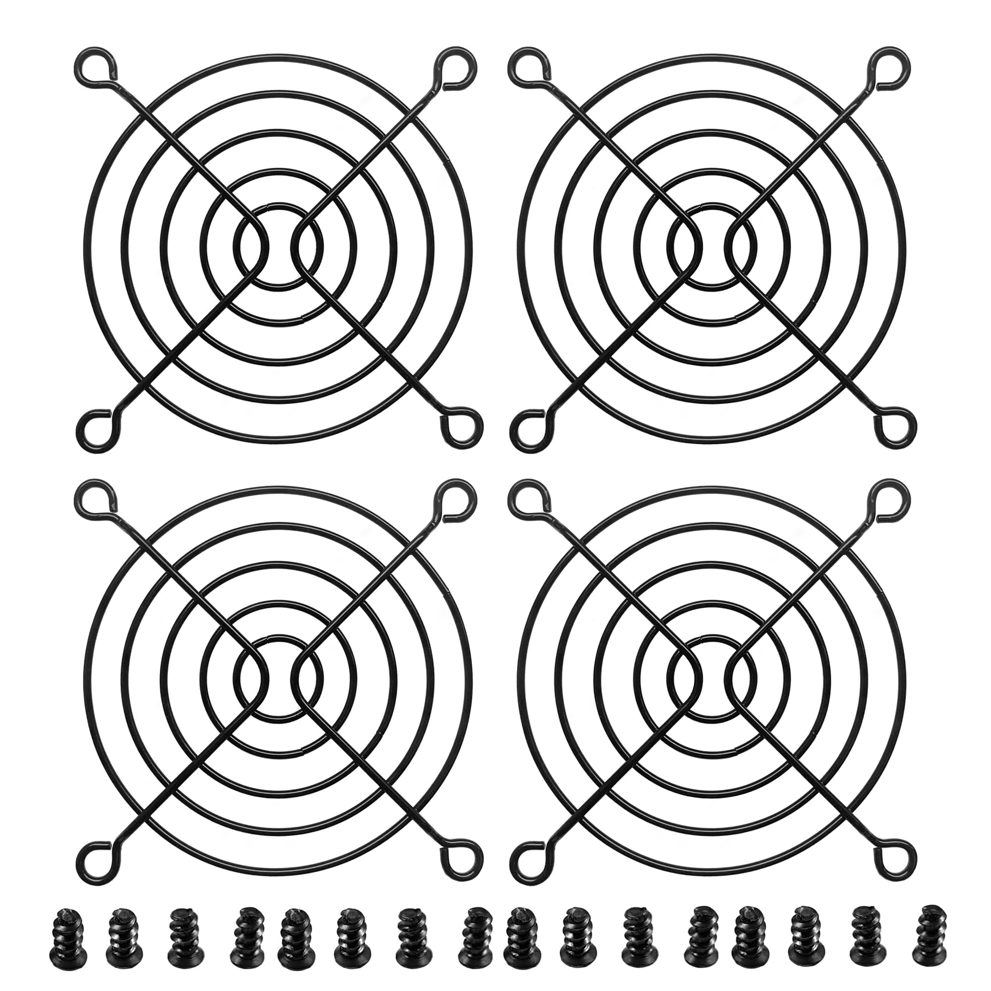 80Mm Black Fan Grill (4 Pack)