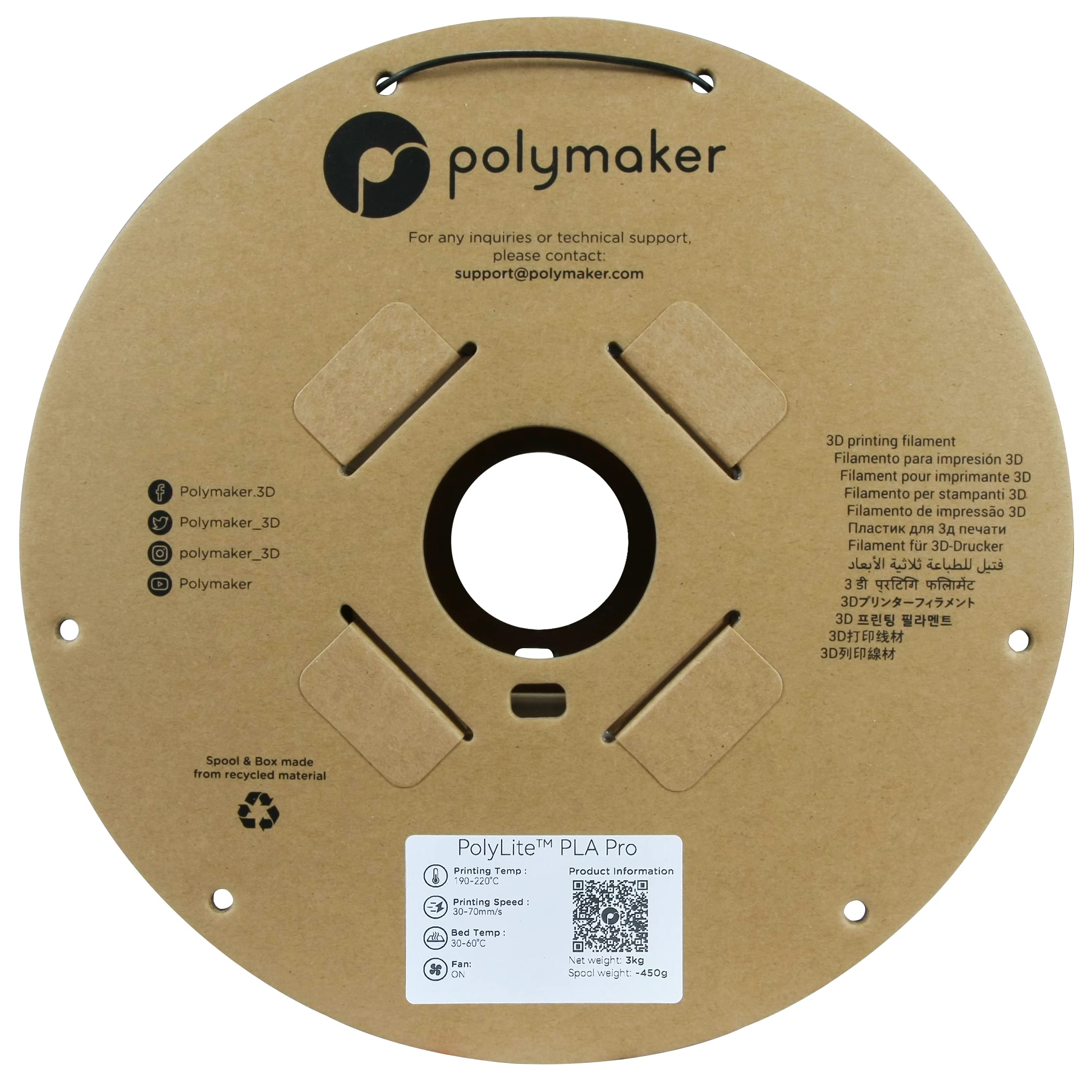 Polymaker 3Kg Pla Pro Filament 1.75Mm Black, Powerful Pla Filament 1.75Mm 3D Printer Filament   Polylite 1.75 Pla Filament Pro,