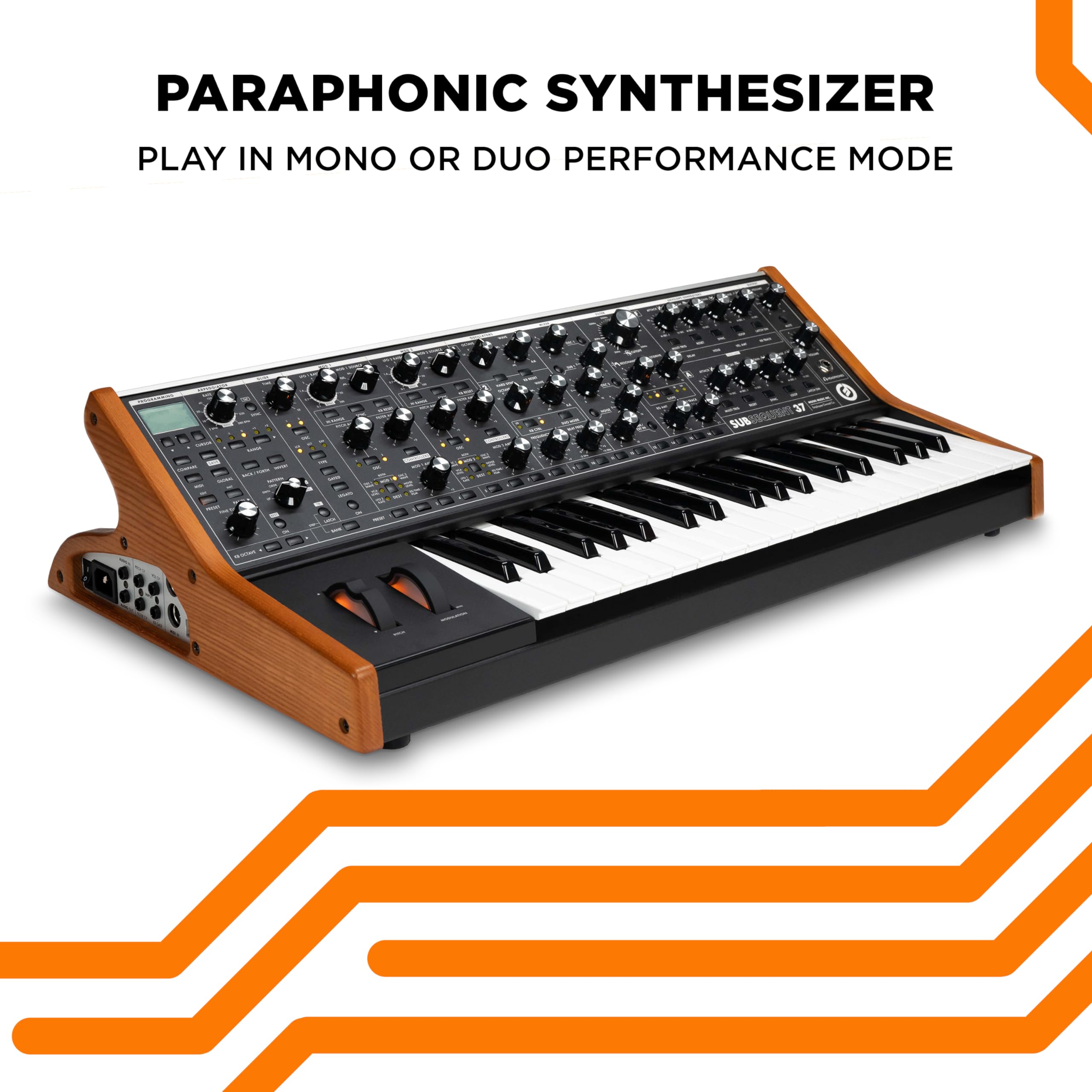 Moog Subsequent 37 Paraphonic Analog Synthesizer And Midi Keyboard With 37 Semi Weighted Keys, Headphone Amp, 256 Presets, Scree