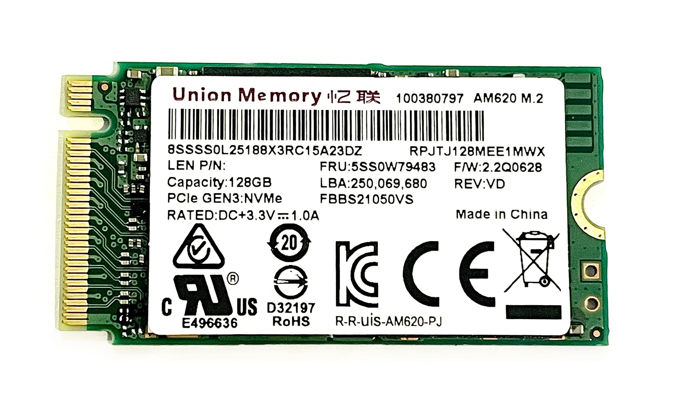 Oem Union Memory 128Gb M2 Pci E Nvme Ssd Internal Solid State Drive 42Mm 2242 Form Factor M Key
