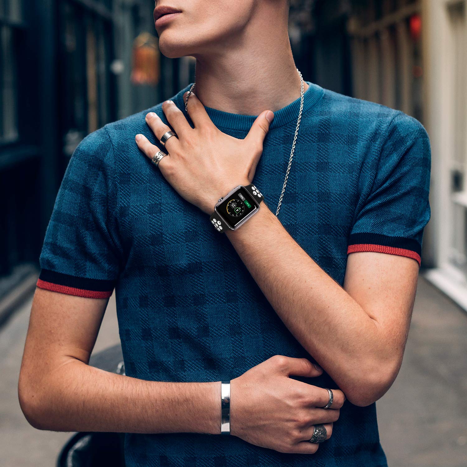 Sport Bands Compatible For Apple Watch Bands 42Mm Series 3/44Mm/45Mm/46Mm/49Mm,Soft Silicone Sport Women Men Replacement Strap C