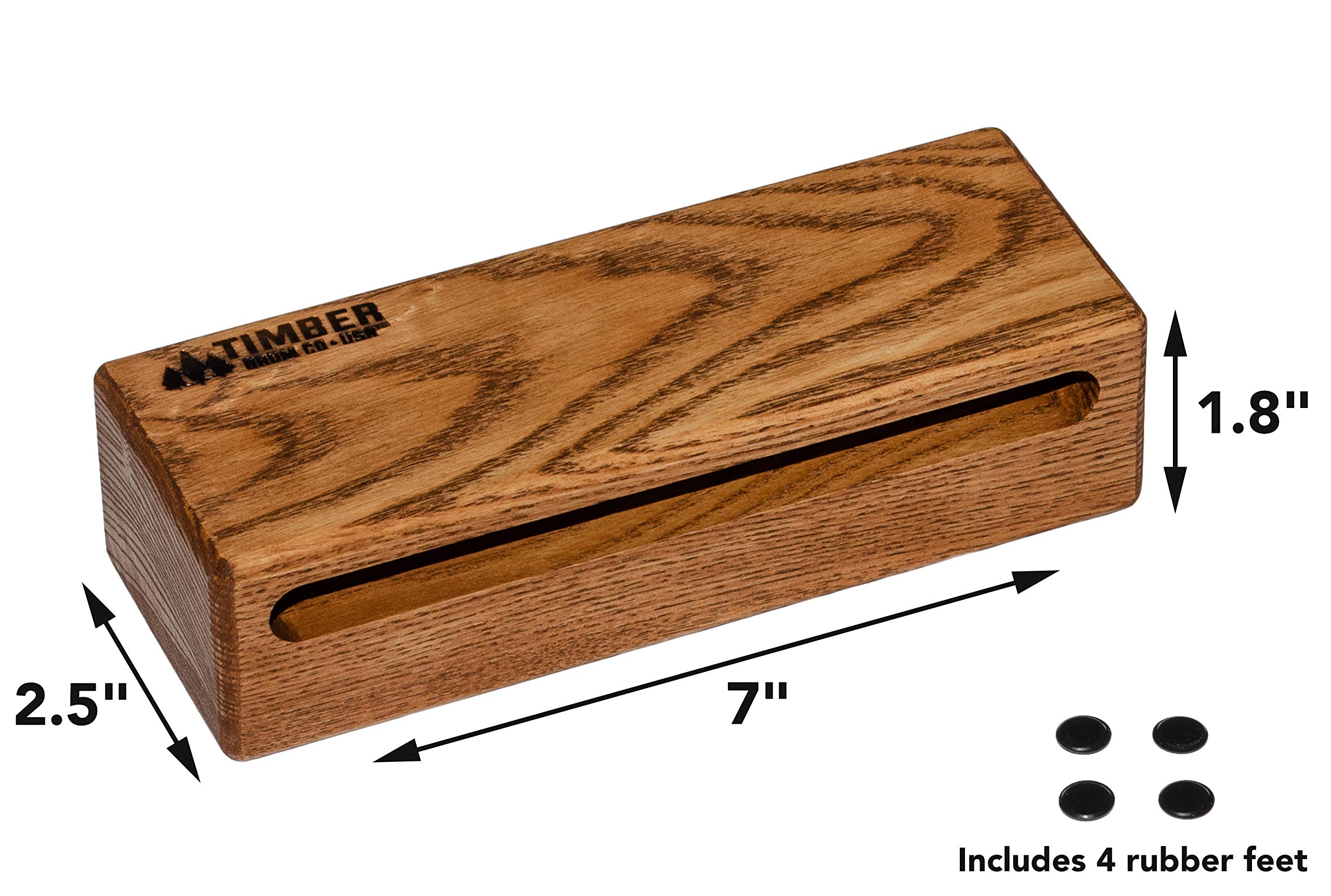 Timber Drum Co. 7 Wood Block With Mallet - Made In U.S.A. - Creates Loud And Resonant Tone From Handcrafted Solid American Hardw
