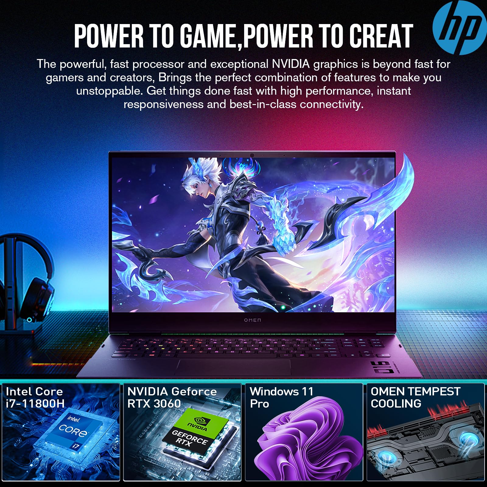 Hp Omen Gaming Laptop 3060, 144Hz Fhd Ips 16 Inch Laptop Gaming, Intel 8-Core I7, Nvidia Geforce Rtx 3060, 32Gb Ram 1Tb Ssd, Lif