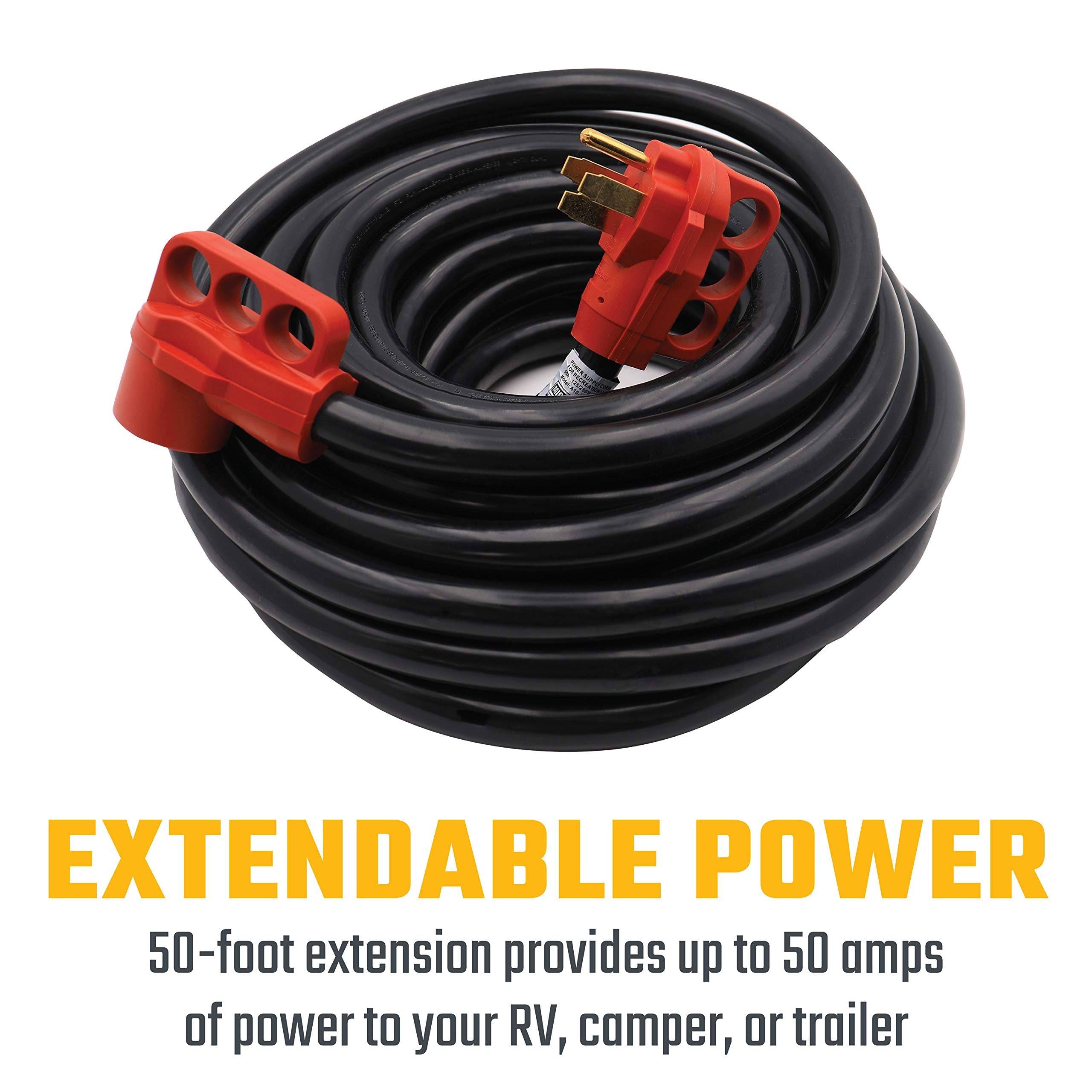 Valterra A10 5050Eh Mighty Cord Rv 50 Amp Extension Cord, 50 Ft., Red