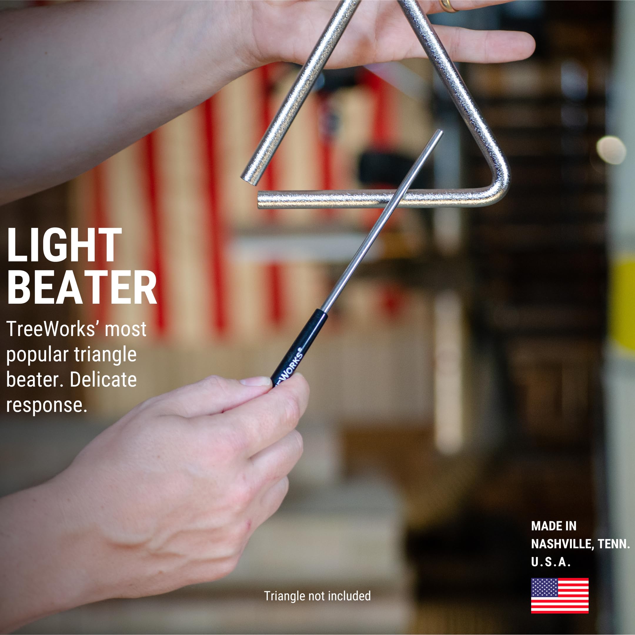 Treeworks Chimes Trebtr-Lte Lite Studio-Grade Stainless Steel Triangle Beater/Striker, Black