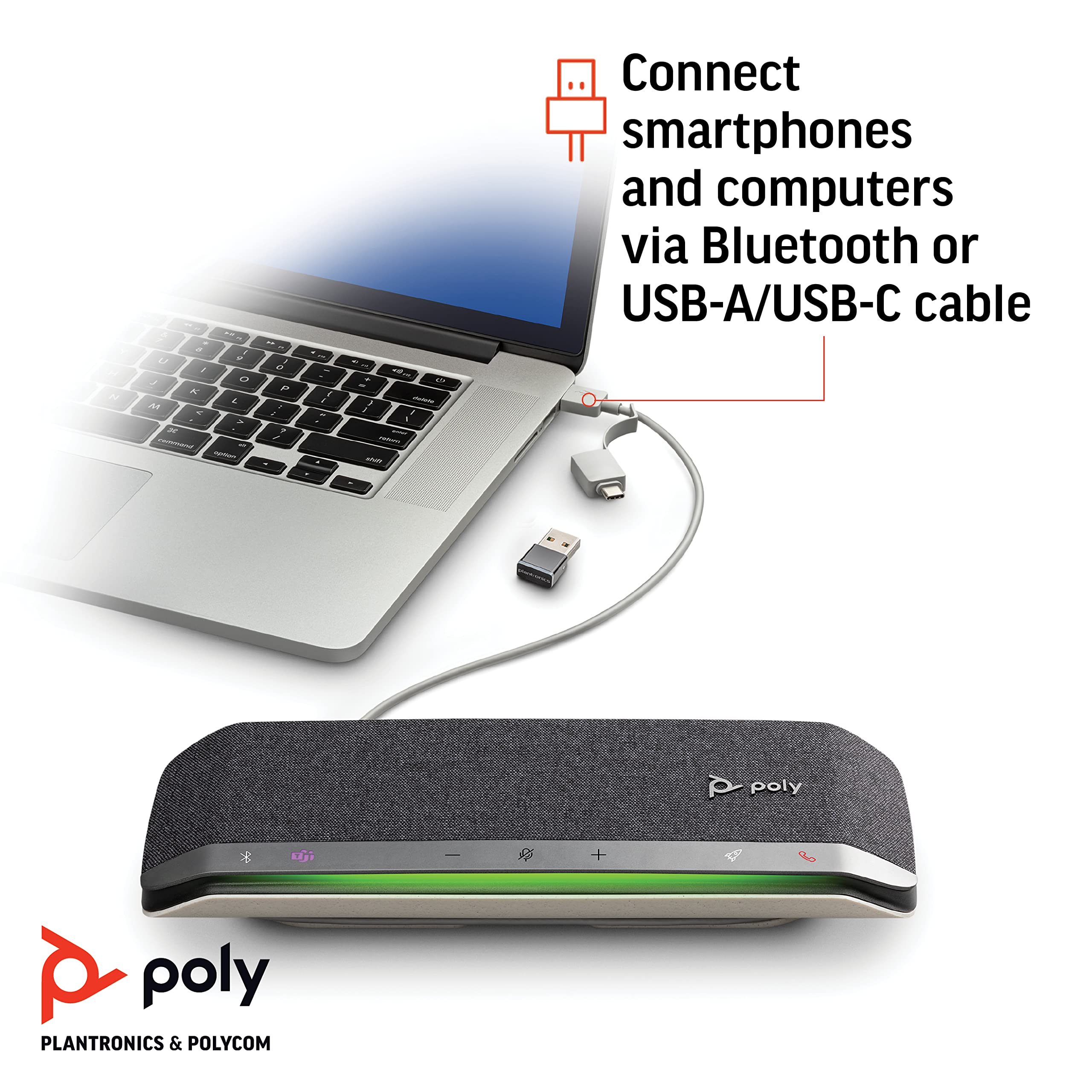 Poly - Sync 40+ Bluetooth Smart Speakerphone (Plantronics) - Flexible Work Spaces - Connect To Pc/Mac Via Included Bt600 Dongle