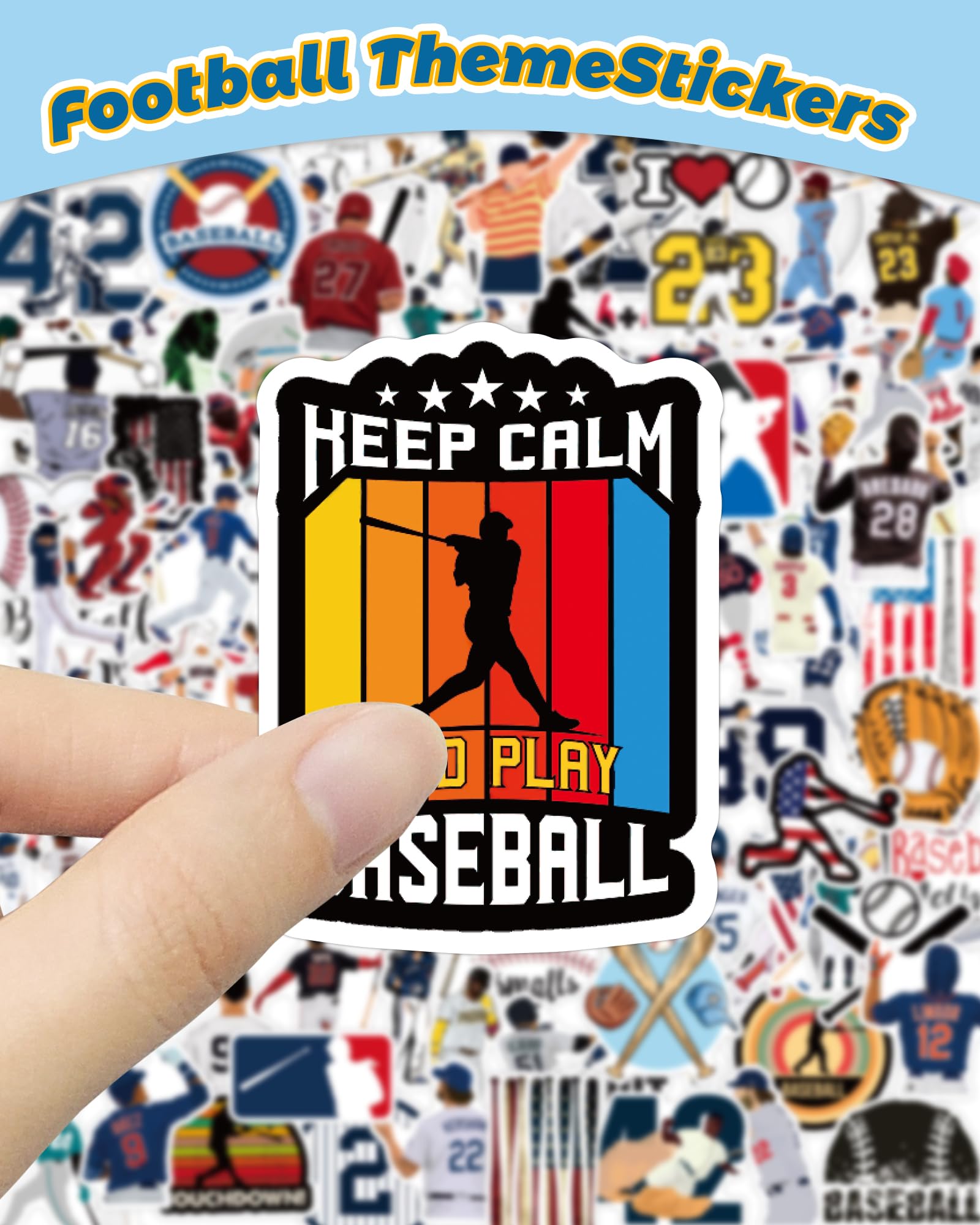 Pcnearty 100 Pcs Baseball Stickers For Kids, Water Bottle Stickers, Cute Vinyl Waterproof Hydroflask Phone Skateboard Laptop Sti