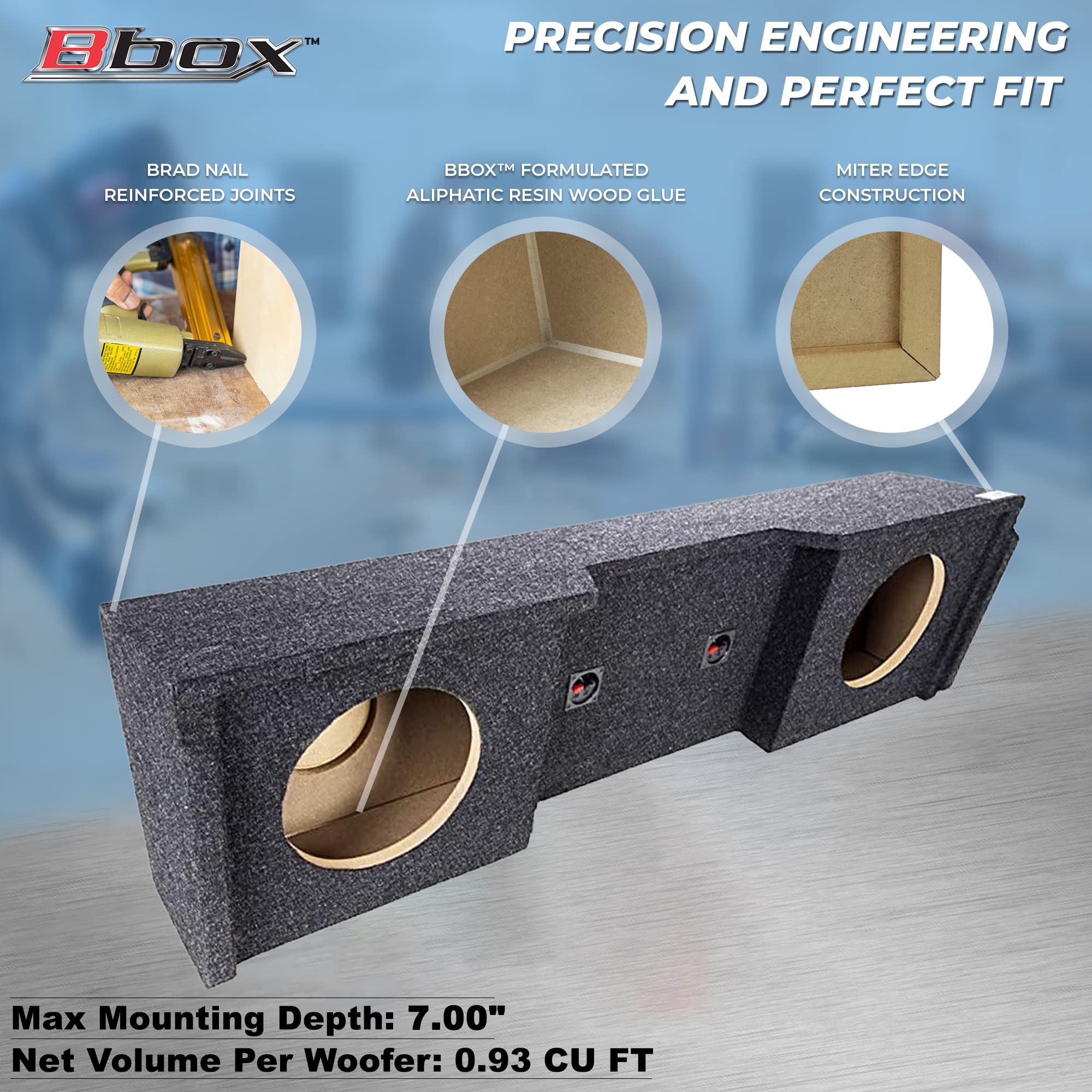 Bbox Dual Sealed 10 Inch Subwoofer Enclosure   Accu Tuned Subwoofer Box Improves Audio Quality, Sound & Bass   Fits 1999 2007 Ch