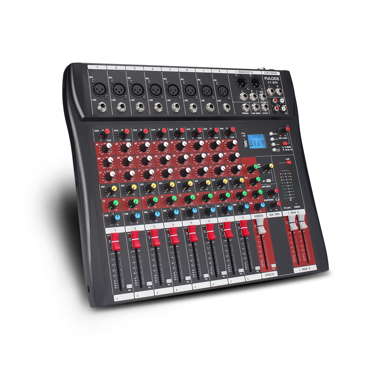 Fulode Ct-80S Professional Audio Mixer 8 Channel With Mp3 Player+Bluetooth U Disk 48V Phantom Power Source Usb Recording