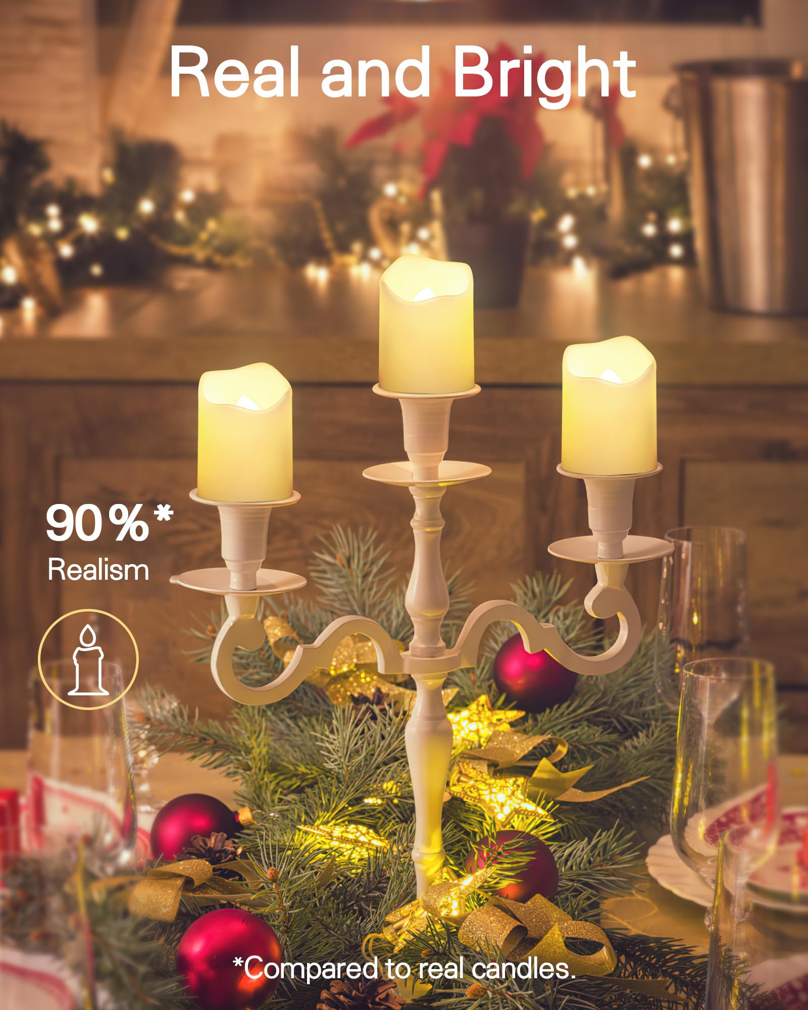 Shymery Flameless Votive Candles With Timer,12 Pack Last 15 Days Battery Operated Flickering Led Candles,18 Hours Off In 24 Hour