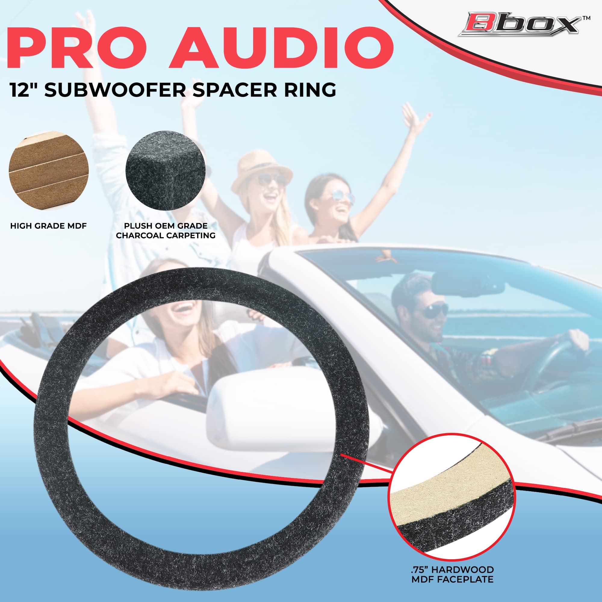 Atrend Universal Mdf Constructed Spacer For 12 Inch Speaker Or Sub   Adds 3/4'' To Depth   Premium Subwoofer Spacer Improves Aud