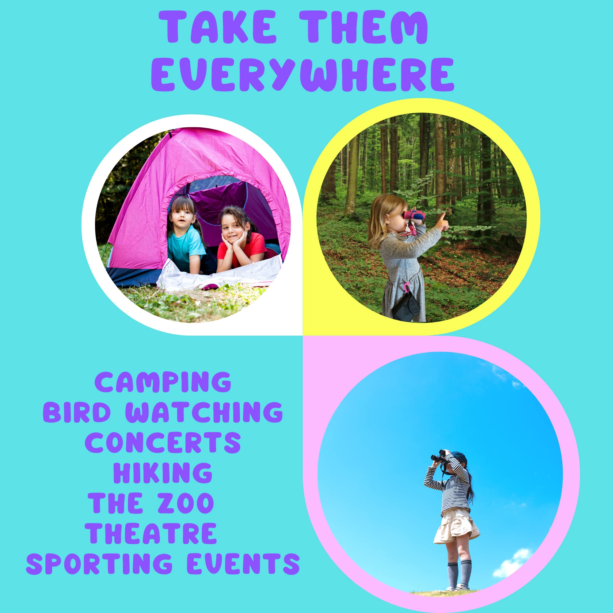 Kids Binoculars 8X21 Purple, Girls Toy Age 3 To 12, Shockproof Compact Binoculars For Kids With High Resolution Optics For Bird