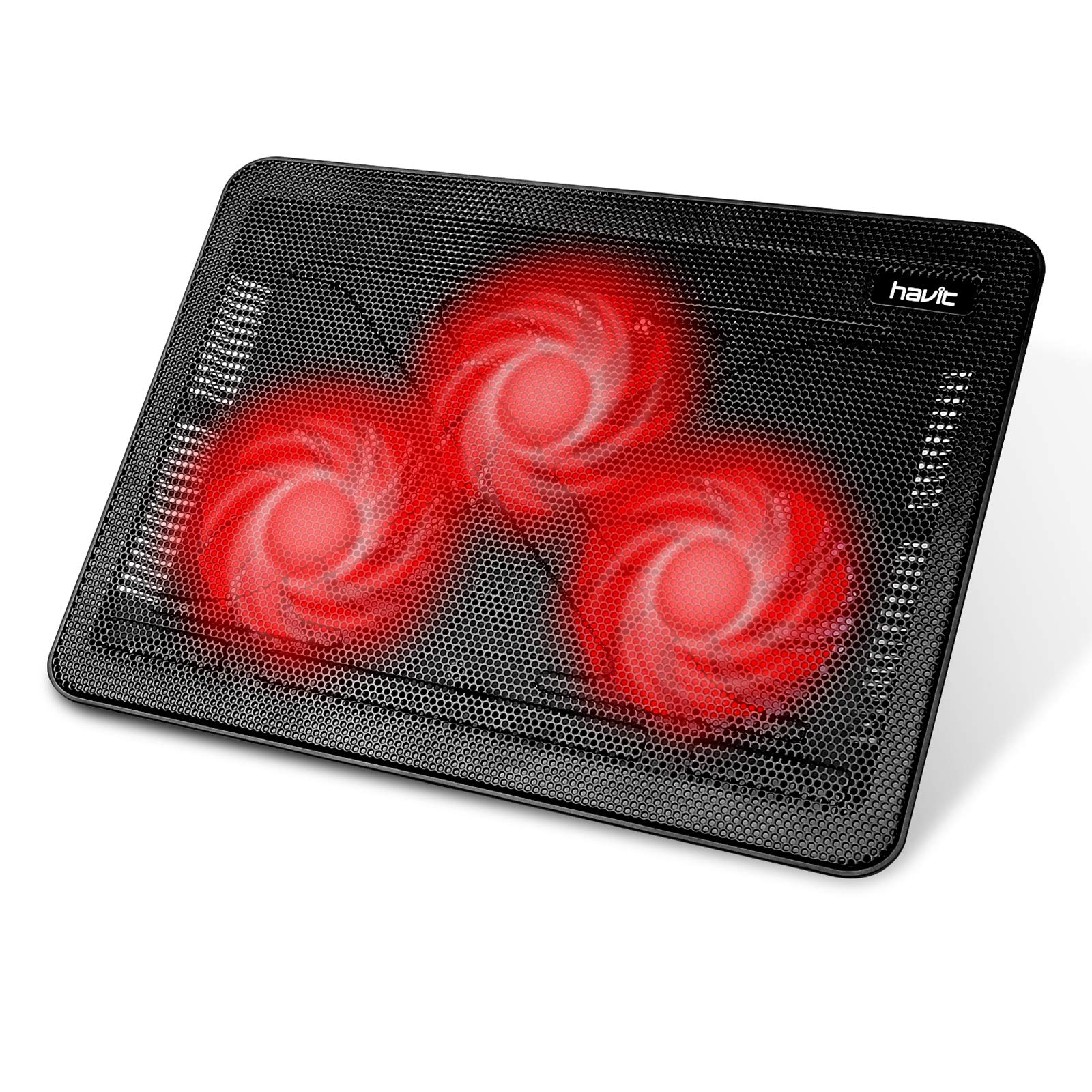 Havit Hv F2056 15.6 17 Inch Laptop Cooler Cooling Pad   Slim Portable Usb Powered (3 Fans) (Black+Red)