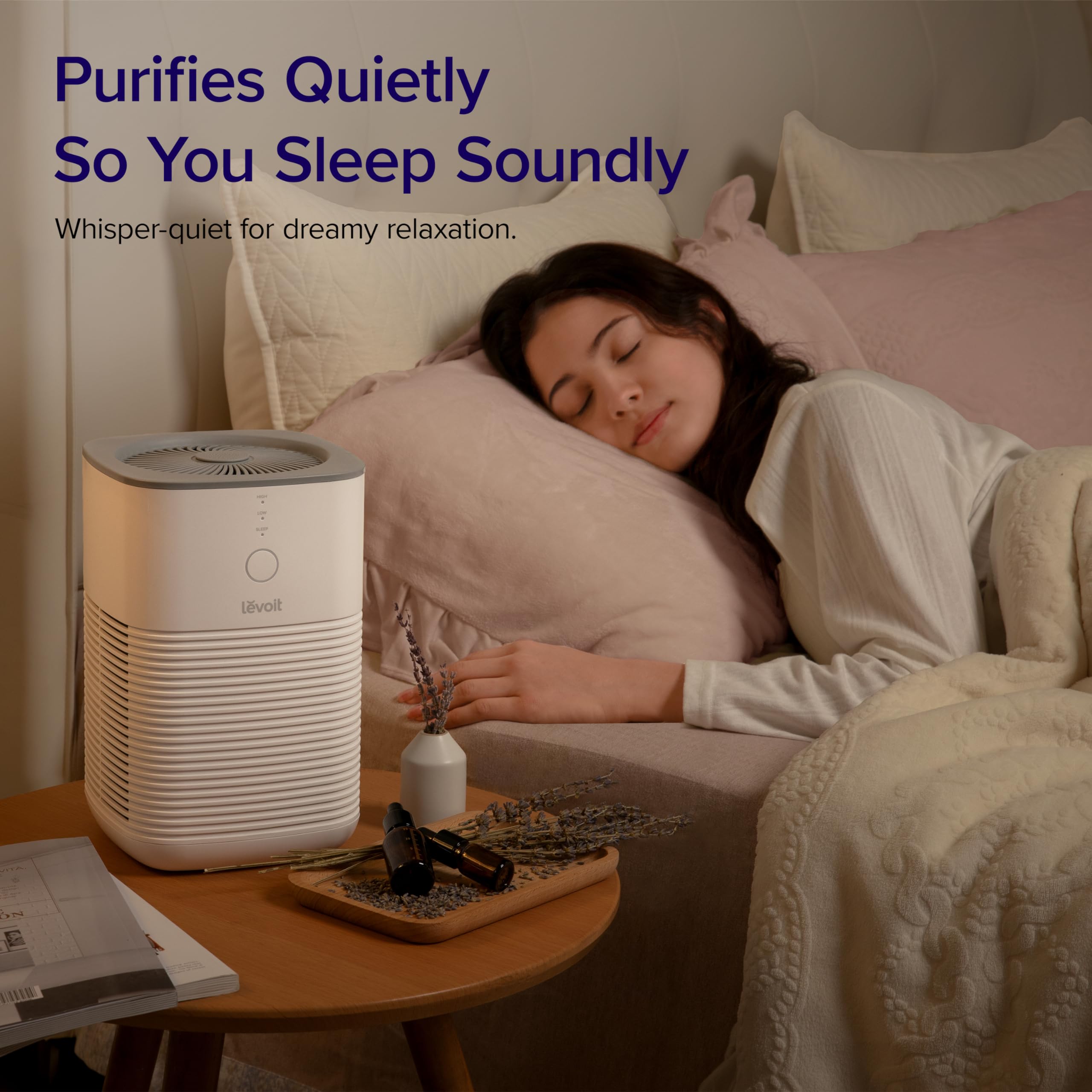 LEVOIT Air Purifier LV-H128, White, 1 Pack, ABS Material, Ideal for Smoke, Allergies, Pet Dander, Odor, Dust Removal