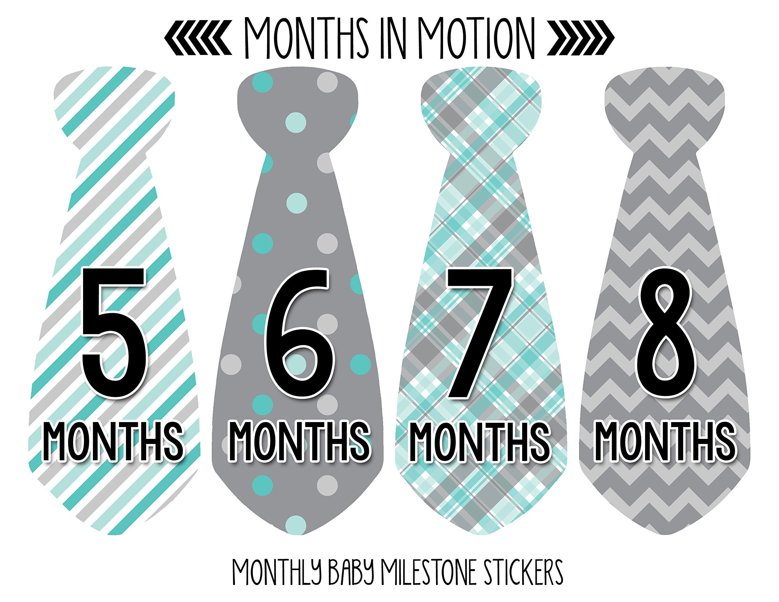 Months In Motion Monthly Baby Tie Stickers   Boy Month Milestone Necktie Sticker   Shower Gift   Photo Prop   Infant Keepsakes
