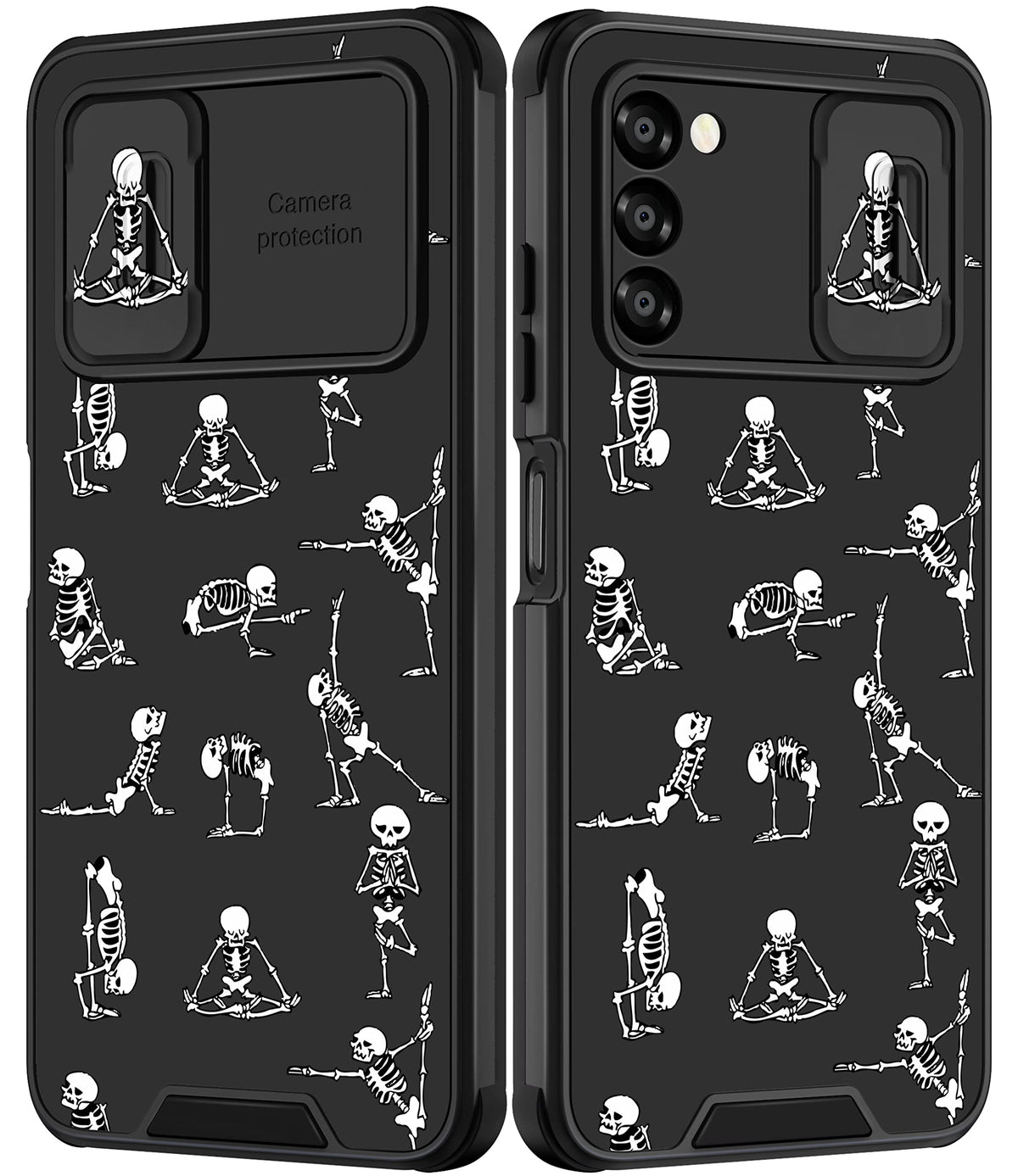 Goocrux For Samsung Galaxy A03S Case Skull For Women Girls Skeleton Yoga Cute Ghost Horror Phone Cover Black Gothic Design Aesth