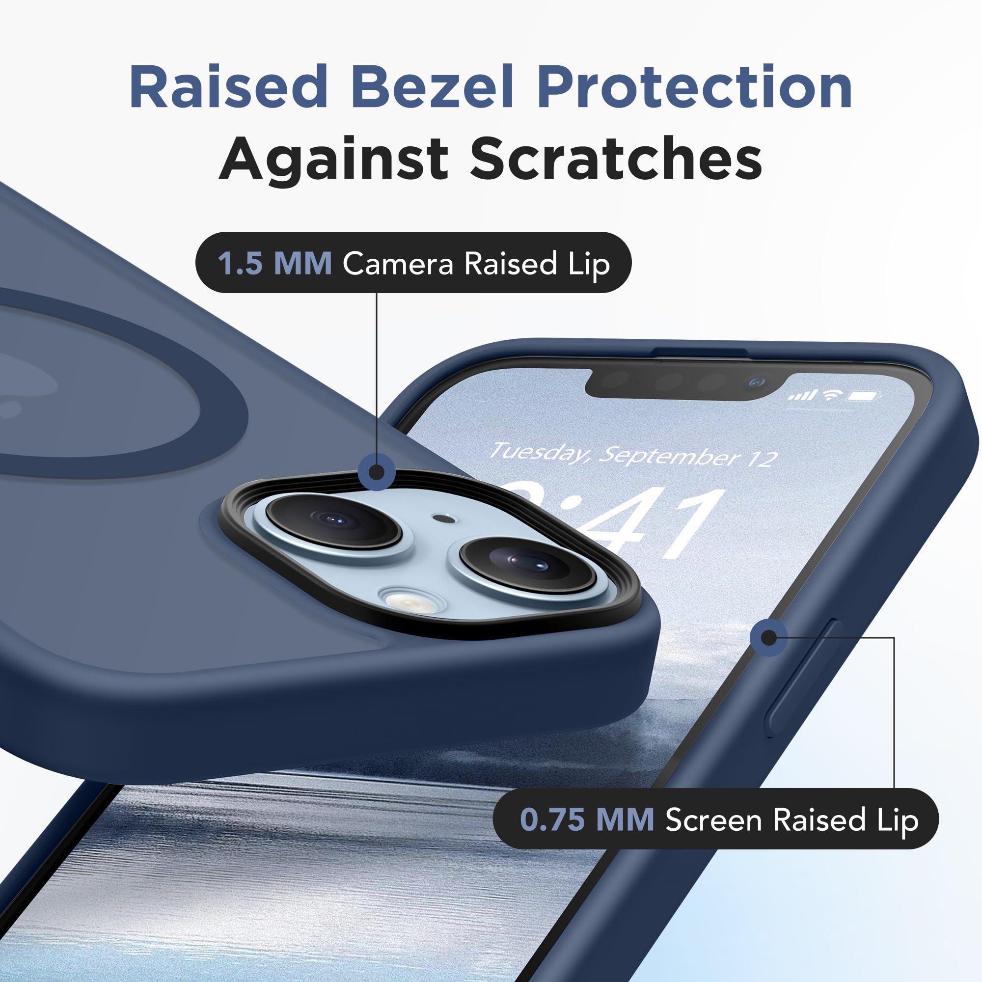 Gonez Magnetic For Iphone 14 Case,Compatible With Magsafe,[2 Screen Protector & 2 Camera Cover][Anti Fingerprint] Slim Transluce