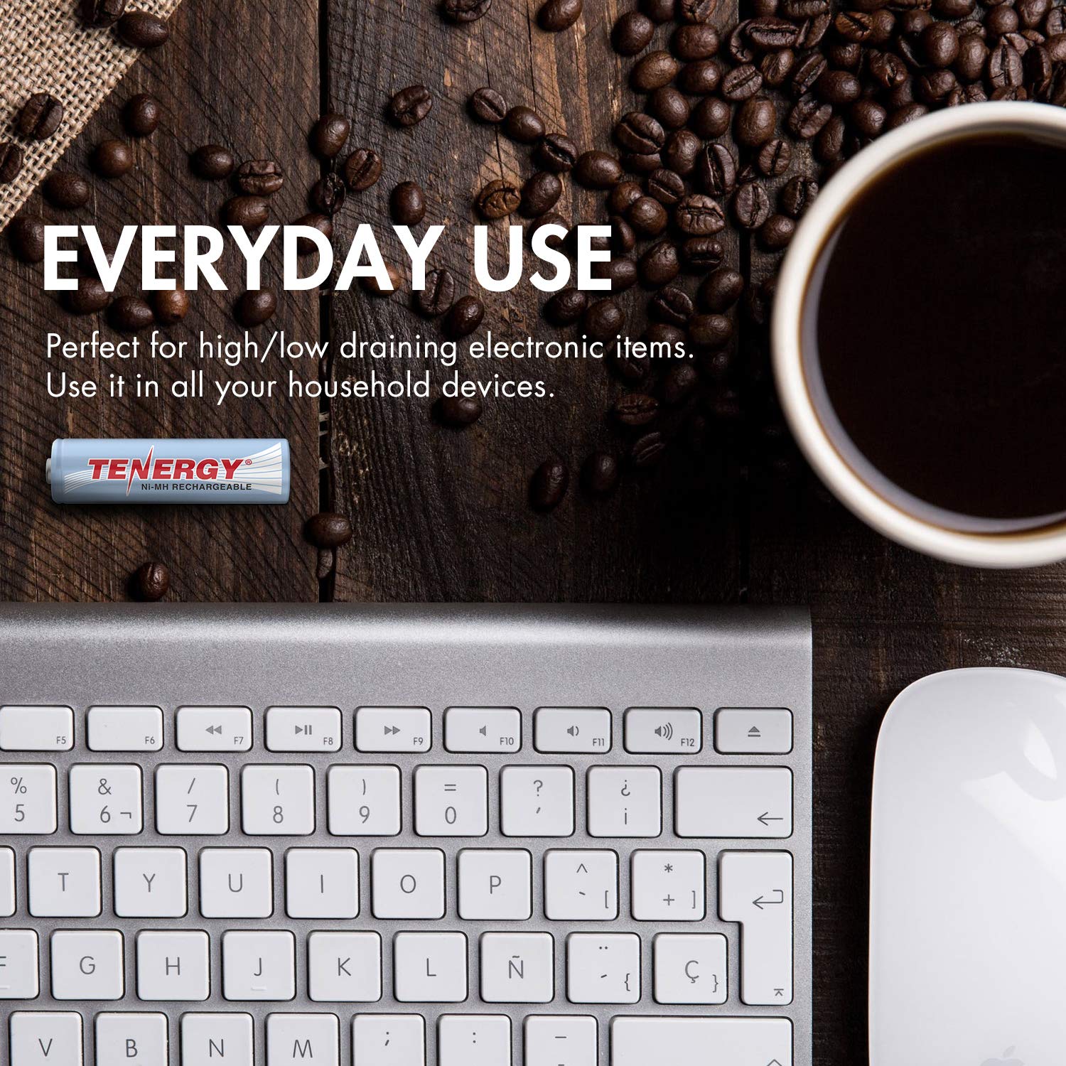 Tenergy High Drain Nimh Rechargeable Battery Combo, 4Xaa And 4Xaaa Rechargeable Batteries, 8 Pack