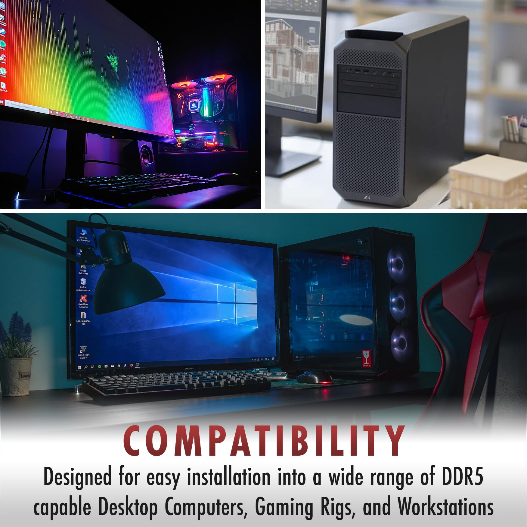 A Tech 32Gb Ddr5 4800Mhz Pc5 38400 Cl40 Udimm 2Rx8 1.1V Non Ecc Unbuffered Dimm 288 Pin Desktop Ram Memory Upgrade Module