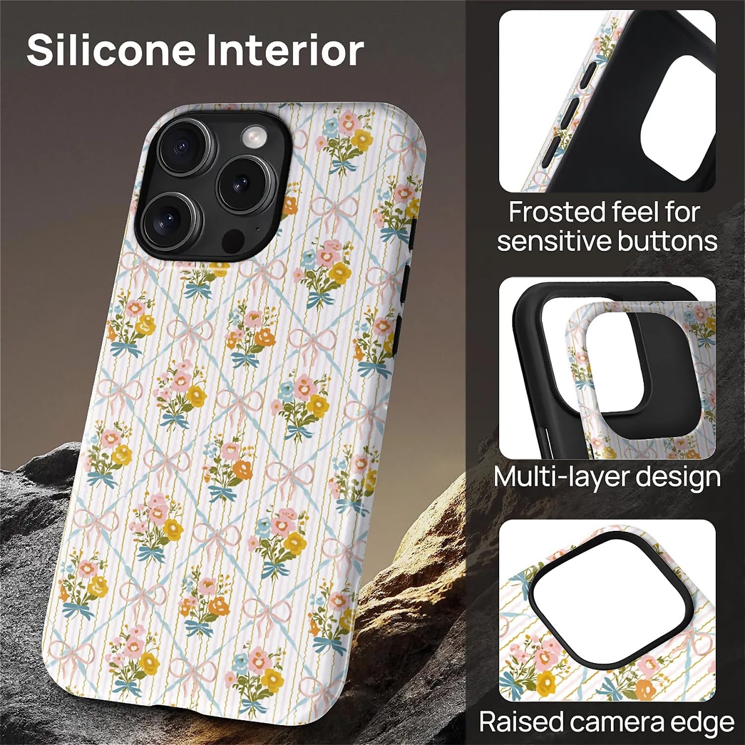 Ilikediy For Iphone 16 Pro Max Case [Compatible With Magsafe] Pattern Design Case For Women Girls Hybrid 2 Layer Hard Shell Sili
