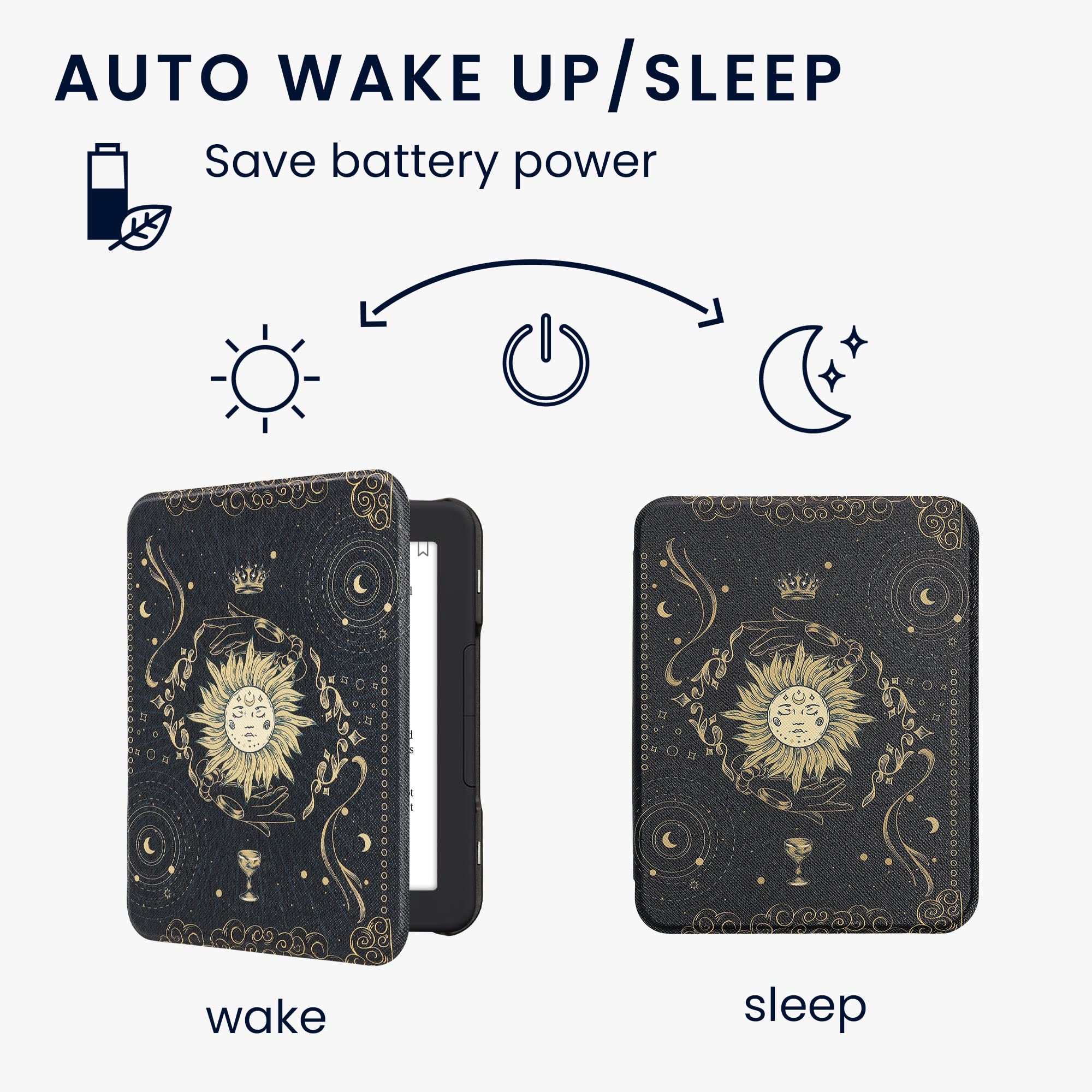 Kwmobile Case Compatible With Barnes & Noble Nook Glowlight 4 / 4E Case   Ereader Cover   Tarot Card Dark Blue/Yellow/Black